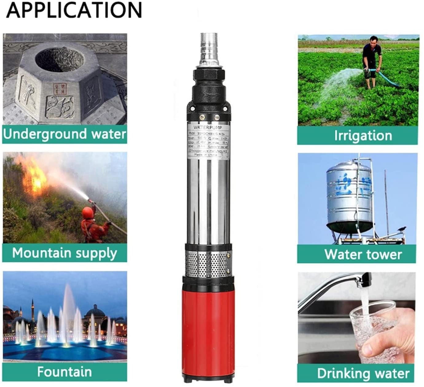 24V DC Solar Submersible Well Pump - 3 Inch Stainless Steel Deep Well Water Pump with 1