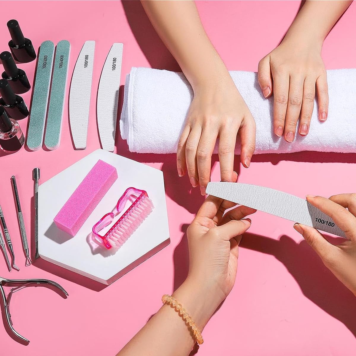 MAYCREATE® Professional Nail Manicure Kit - 12-Piece Nail Care Tools Set with Nail Clippers, Cuticle Pusher, Nail Polish Remover Scraper, Nail Files, Buffer Block & Brush for Home & Salon Use | Perfect for DIY Manicures, Pedicures & Nail Art