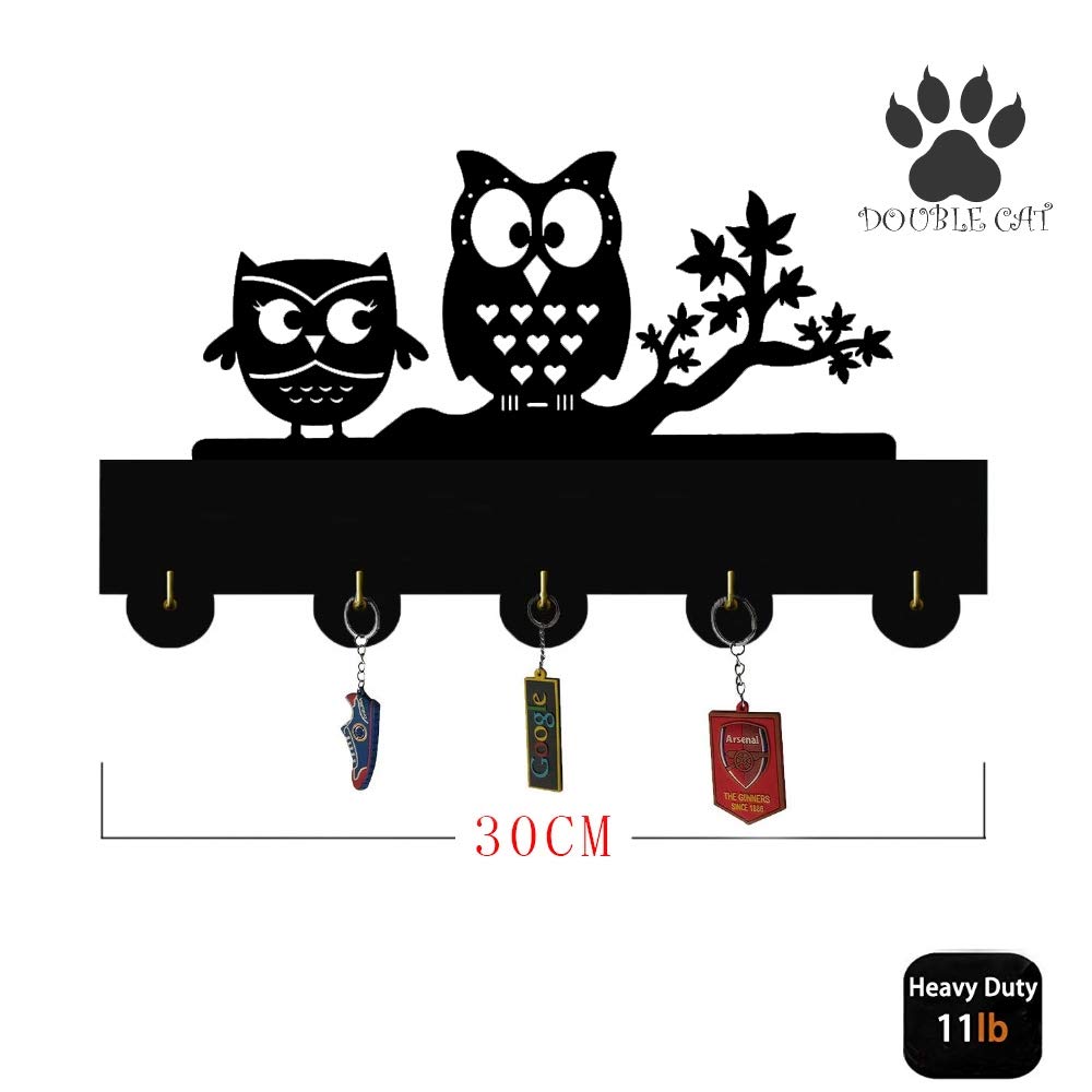 Creative Owl-Shaped Wooden Wall Hooks - Black Wood Coat Key Holder for Entryway & Bedroom Organization | Durable Quality Wooden Hooks for Hanging Coats, Hats, Bags & Keys