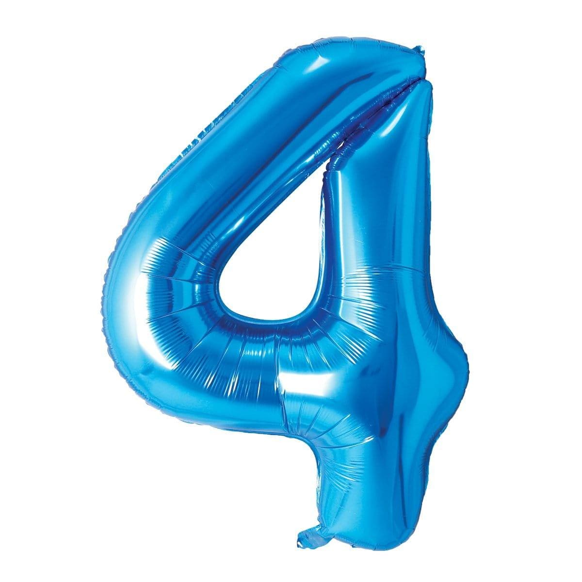 34 Inch Blue Number 4 Foil Balloon for Birthday Party Decorations, Baby Shower, Anniversary & Graduation Celebrations