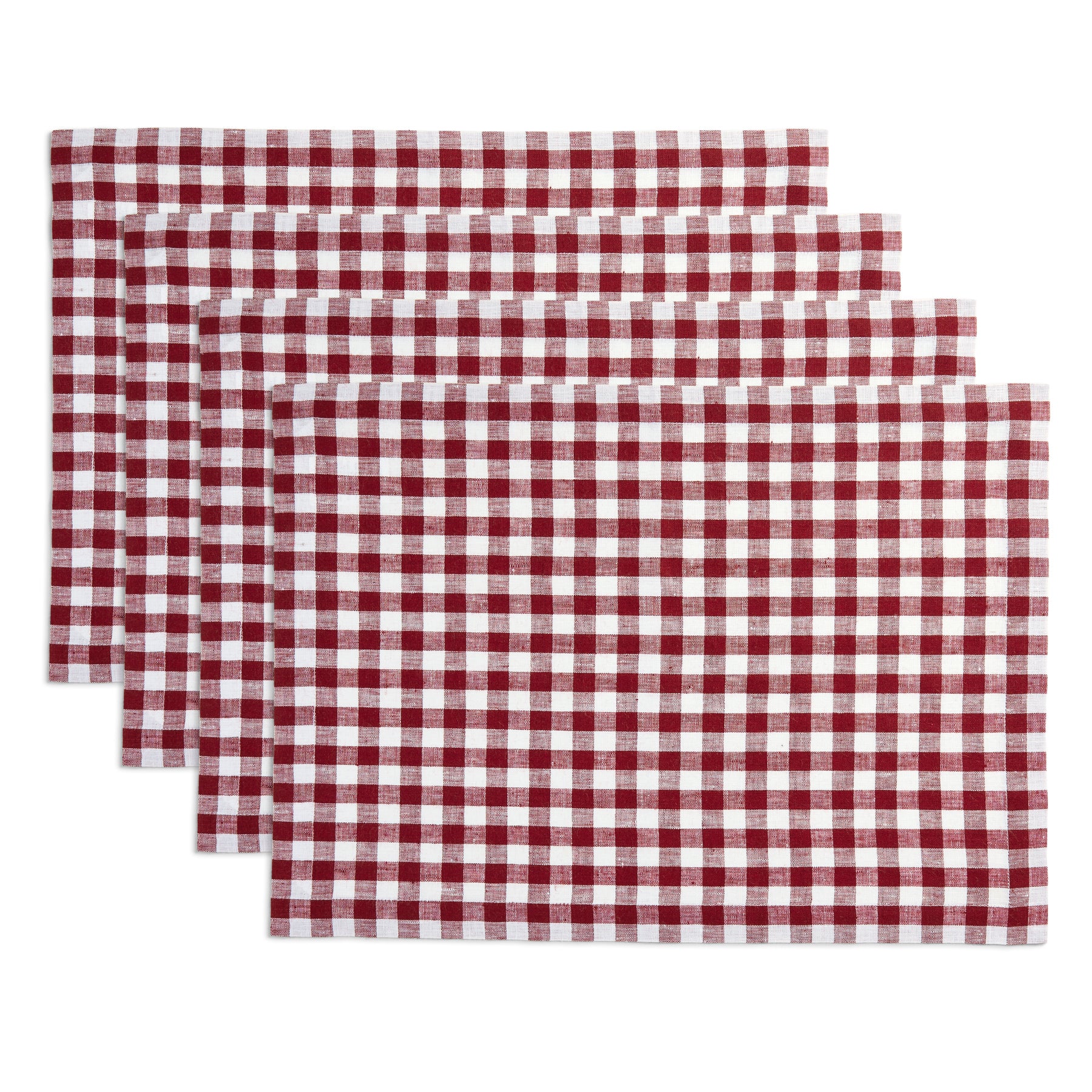 Stylish Gingham Placemats Set of 4 - Cotton Table Mats for Dining Room Decor, Kitchen Table Setting & Picnic Accessories