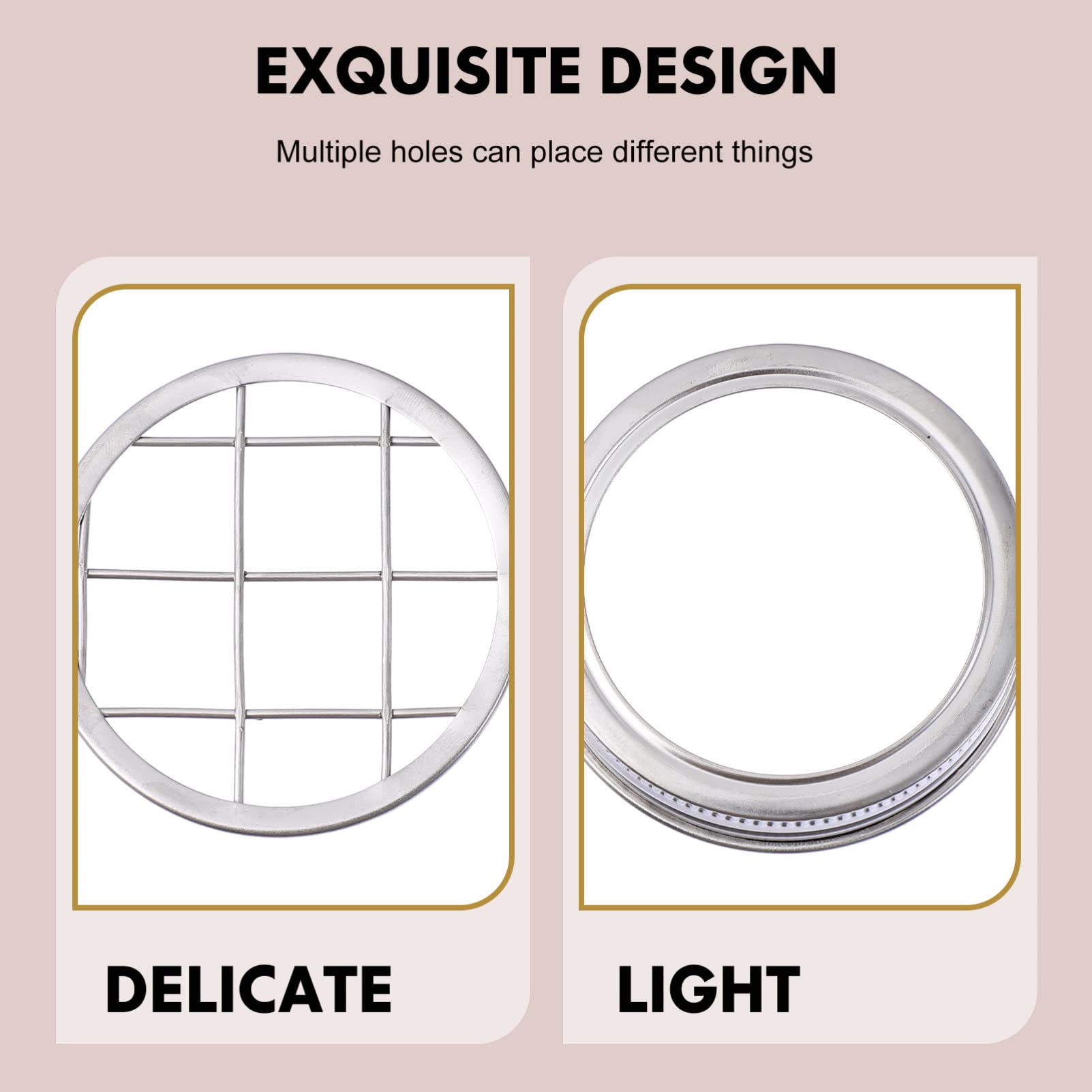 Stainless Steel Mason Jar Lid Insert - Metal Flower Frog Grid Organizer with 1 Cover & 10 Illustration Pieces - Perfect for Canning, Floral Arrangements & DIY Crafts - Cabilock Brand