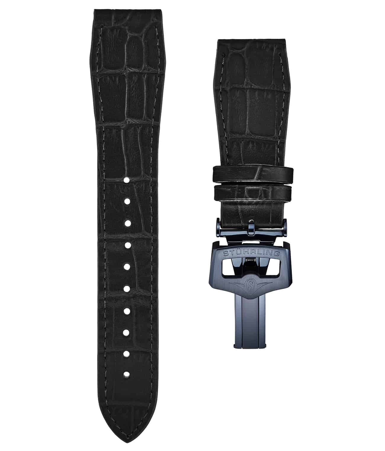 24mm Genuine Leather Watch Band with Stainless Steel Deployant Buckle - Replacement Strap for Men's & Women's Watches - Perfect for Dress, Business & Casual Wear