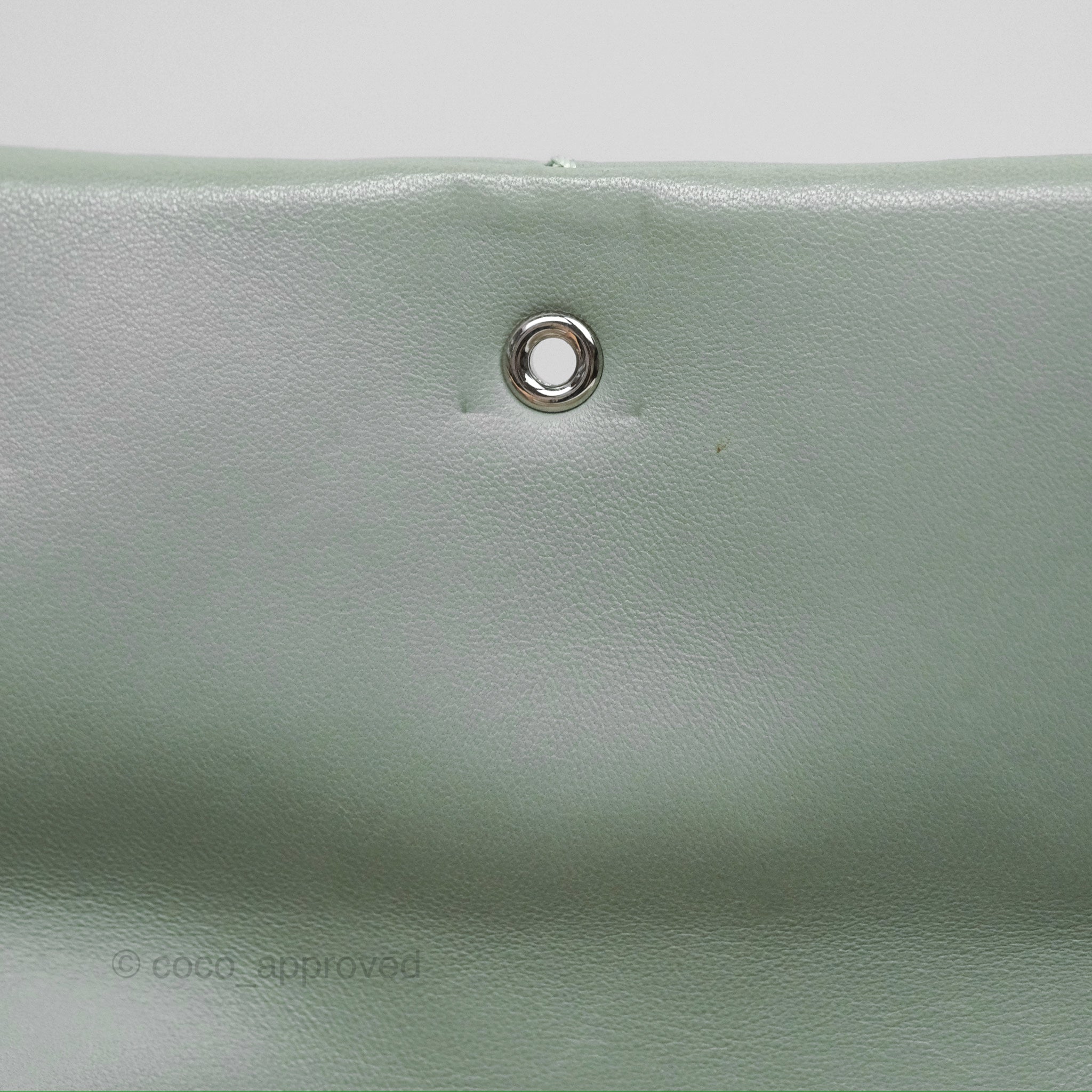 Chanel CC East West Flap Bag Genuine Lambskin Leather Mint Green with Silver Hardware - Luxury Crossbody Purse for Women, Perfect for Date Night & Special Occasions