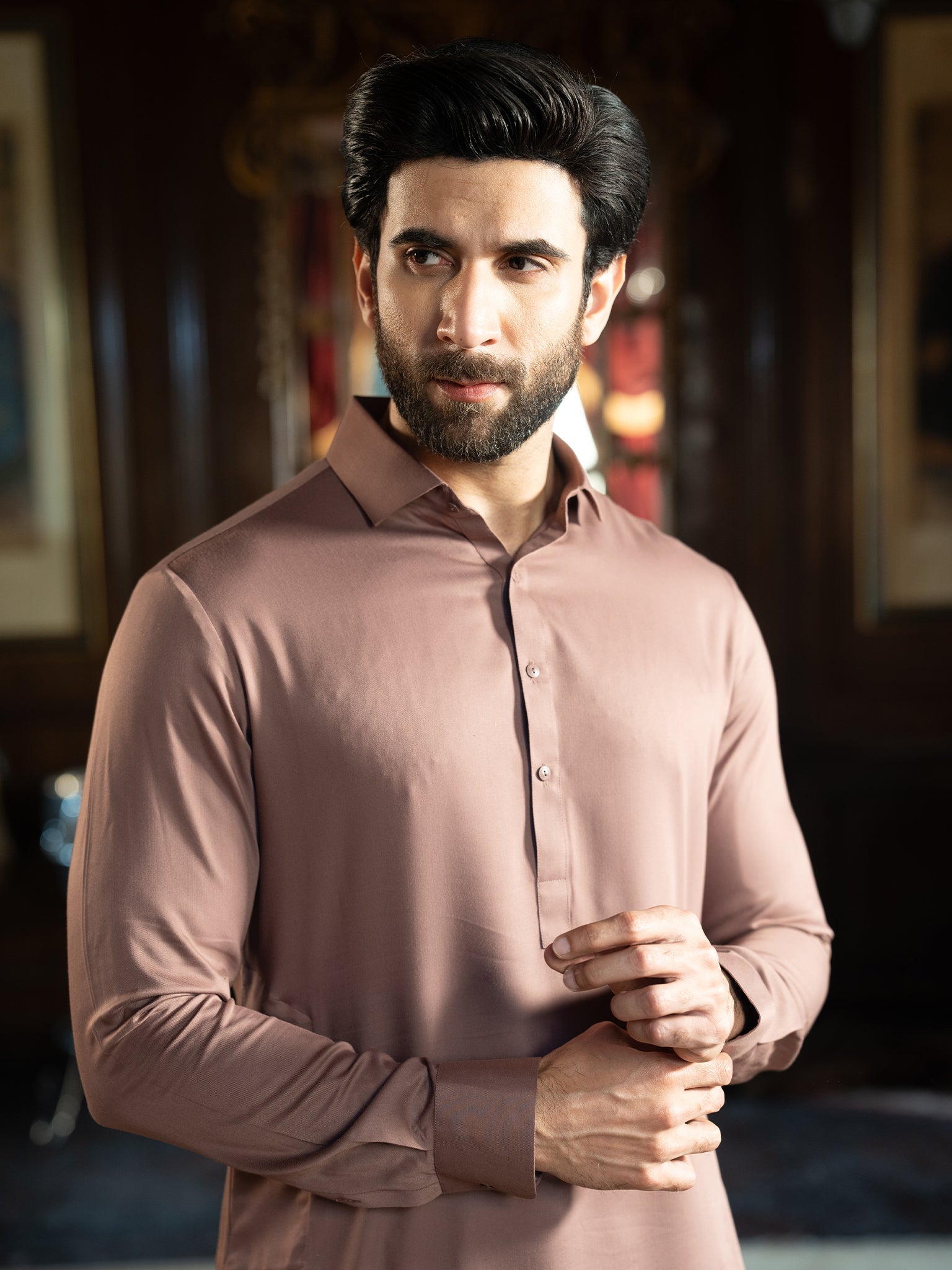 Blended Burberry Rose Love Shalwar Kameez by J. Junaid Jamshed - Elegant Pakistani Traditional Outfit for Weddings & Festive Occasions