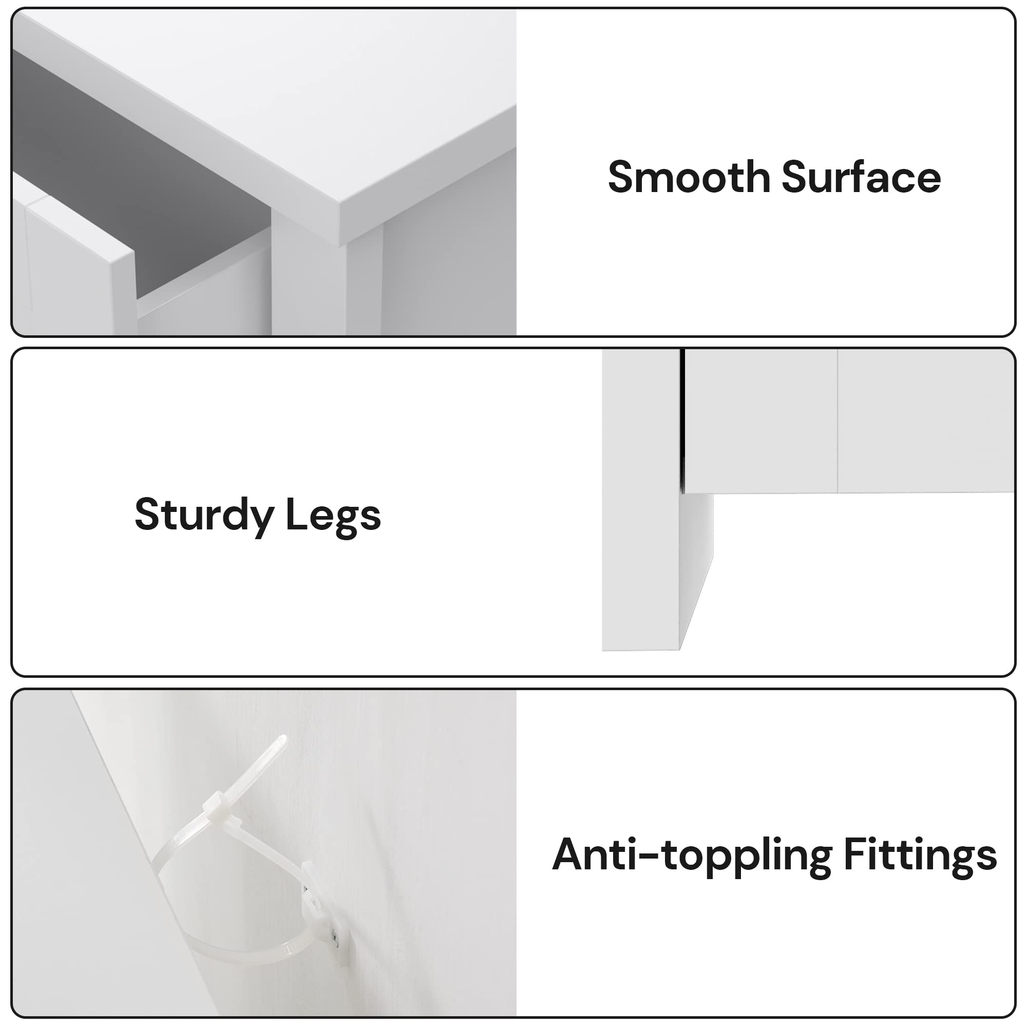 Modern White Dresser with 4 Wide Drawers - Wooden Chest of Drawers for Bedroom, Hallway, Living Room & Closet Organization | Perfect for Home Storage & Bedroom Decor