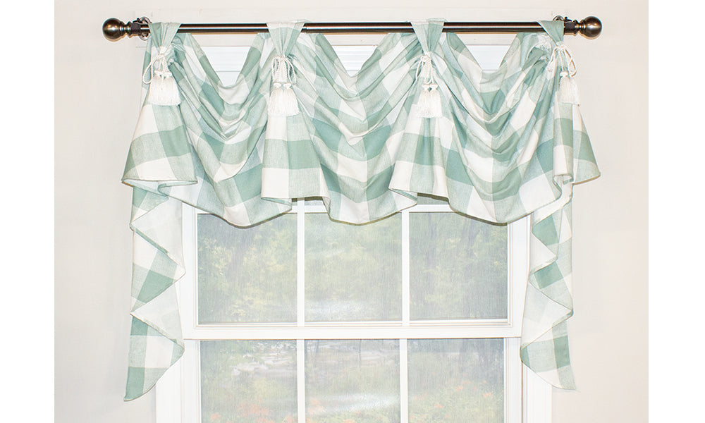 Buffalo Check Grande Victory Swag Valance - Stylish Window Treatment for Living Room, Bedroom & Kitchen Decor - Perfect for Farmhouse, Rustic & Country Style Homes