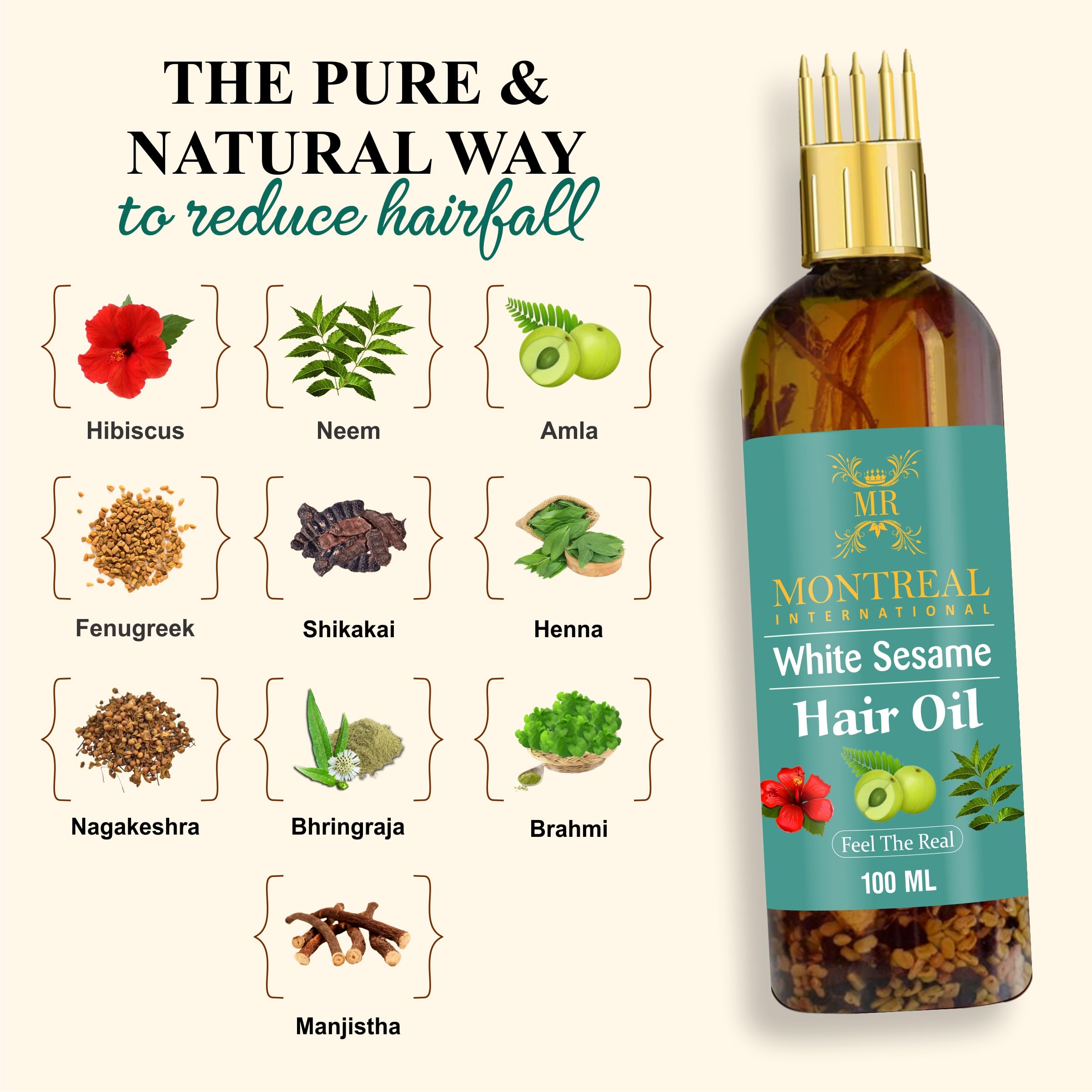 Montrel International Ayurvedic Jadibuti Hair Oil - 100ml Natural Herbal Treatment for Hair Fall Control & Growth | Perfect for Daily Scalp Massage & Damaged Hair Care