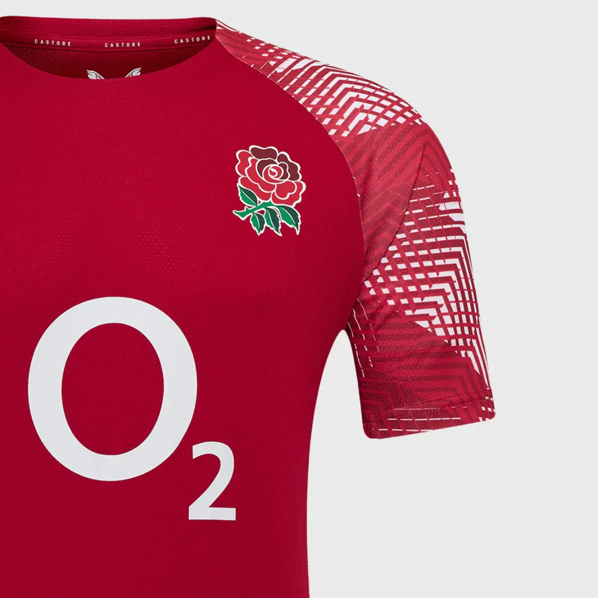 Castore England Rugby Men's Pre Match Tee - Jester Red Performance Shirt for Rugby Training & Game Day Warmups