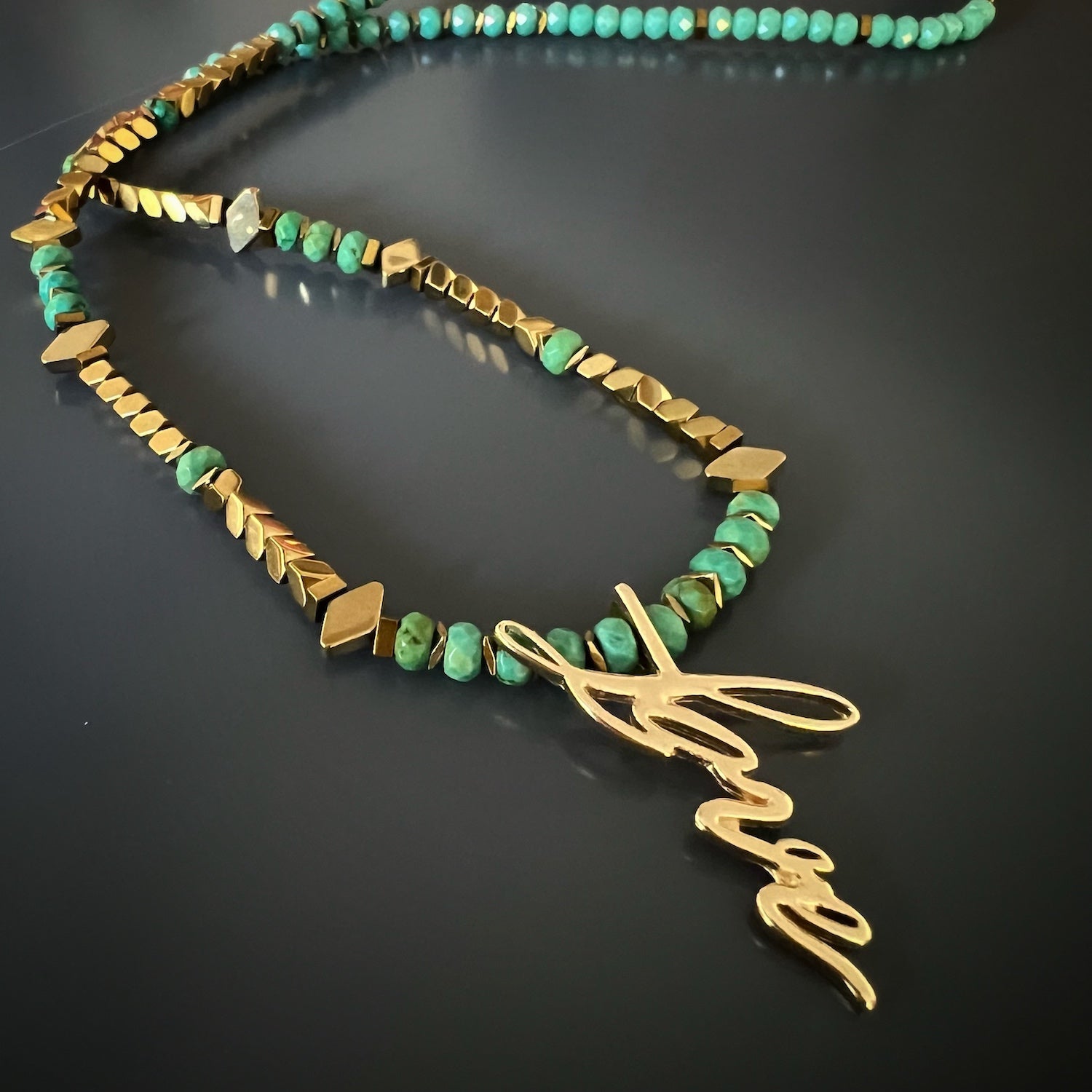 Green Beaded Love Charm Necklace - Elegant Bohemian Jewelry for Women, Perfect for Valentine's Day Gifts & Romantic Date Nights