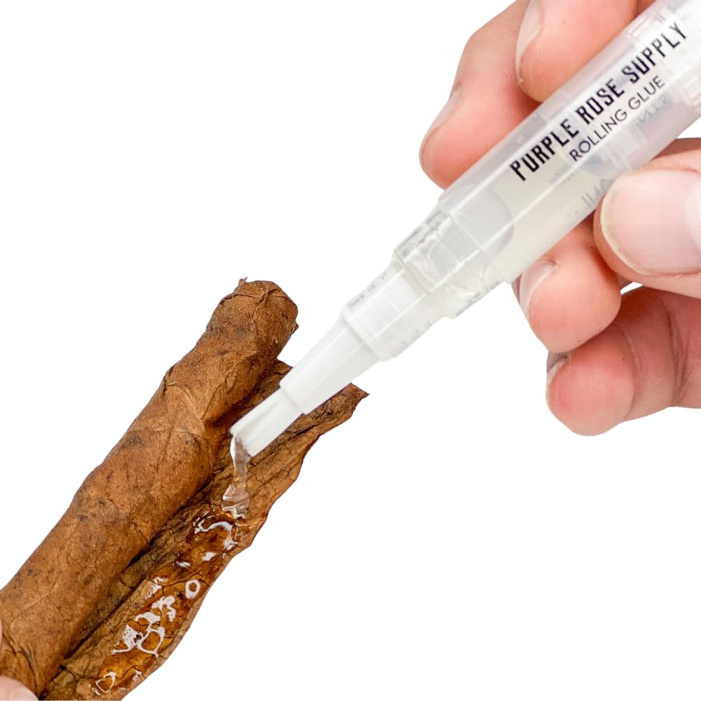 Purple Rose Supply Cigar Repair Glue & Crack Sealer - Natural Plant Cellulose Adhesive Pen with Brush - Fix Damaged Cigar Wrappers Easily - 4ml Glue Stick - Perfect for Cigar Lovers & Humidor Maintenance