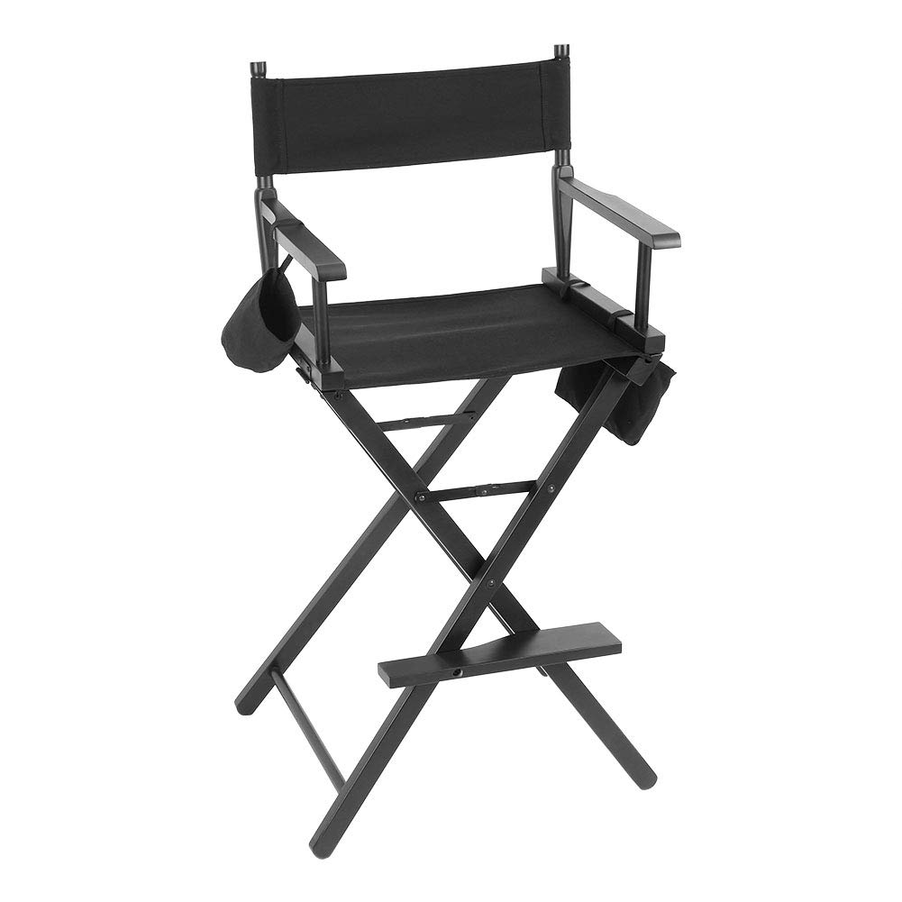 Professional Makeup Director Chair - Lightweight Folding Stool with Water Bottle Holder | Portable & Easy to Install Wooden Stool for Makeup Artists, Film Sets, Salon, and Outdoor Events