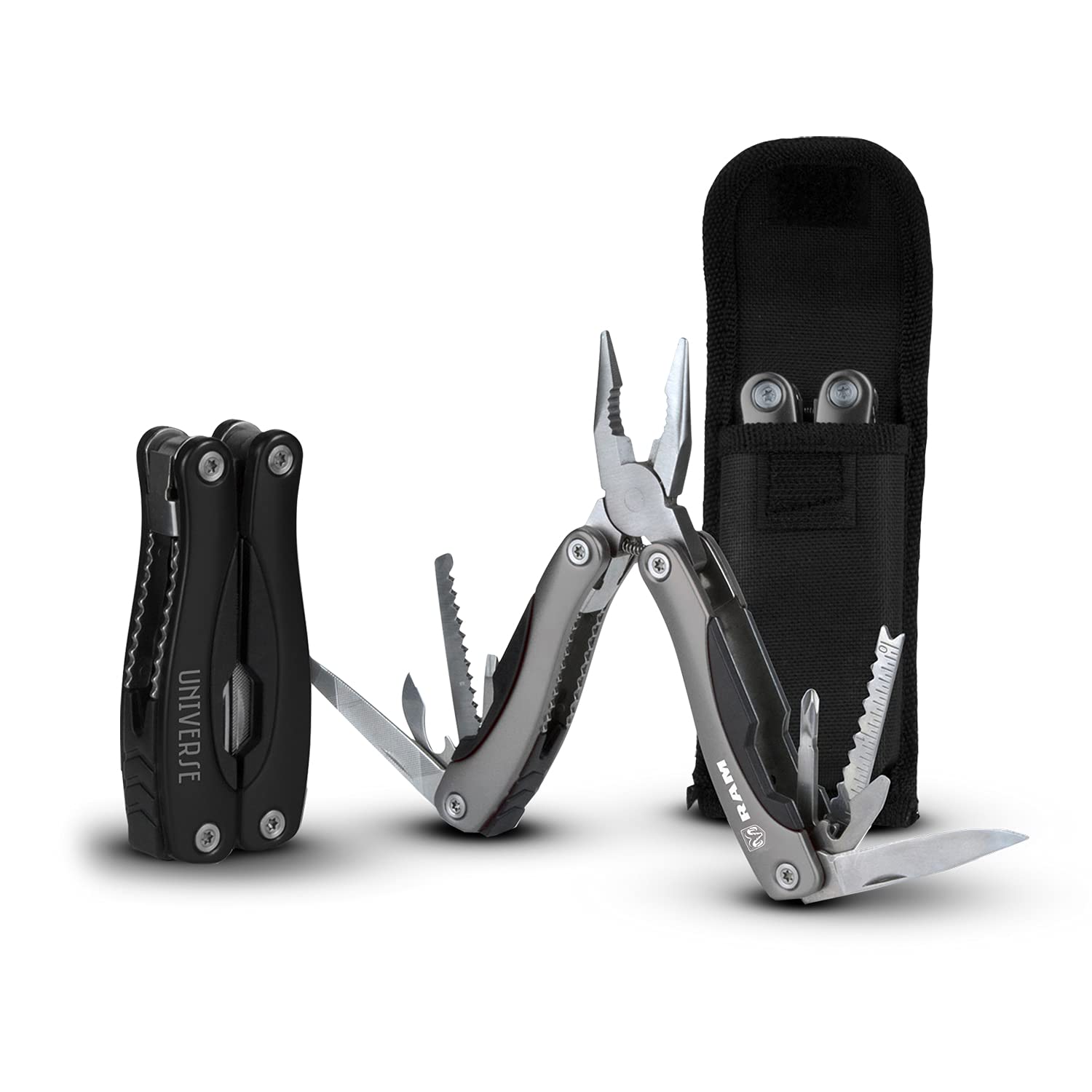 Ram Trucks 9pc Stainless Steel Multi Tool Set - Durable Camping, Hiking & Outdoor Adventure Essential