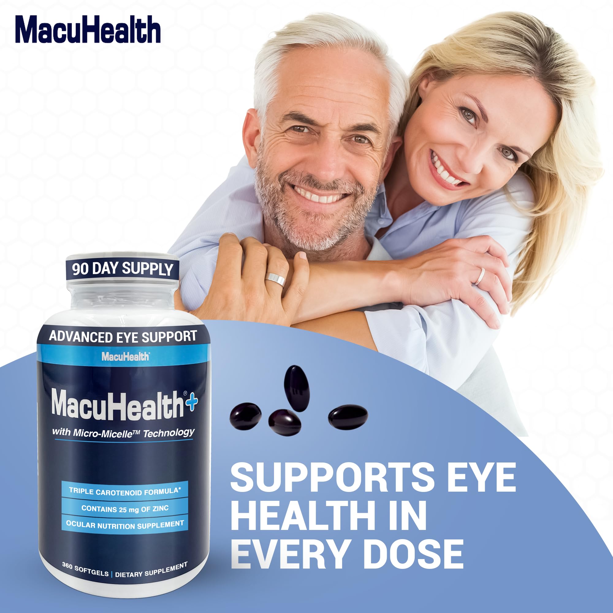 MacuHealth Plus+ Eye Vitamins Supplement for Adults - 90 Day Supply with Lutein, Zeaxanthin & Meso-Zeaxanthin - Supports Vision & Eye Health - Unflavored Pills - Perfect for Computer Users & Night Driving