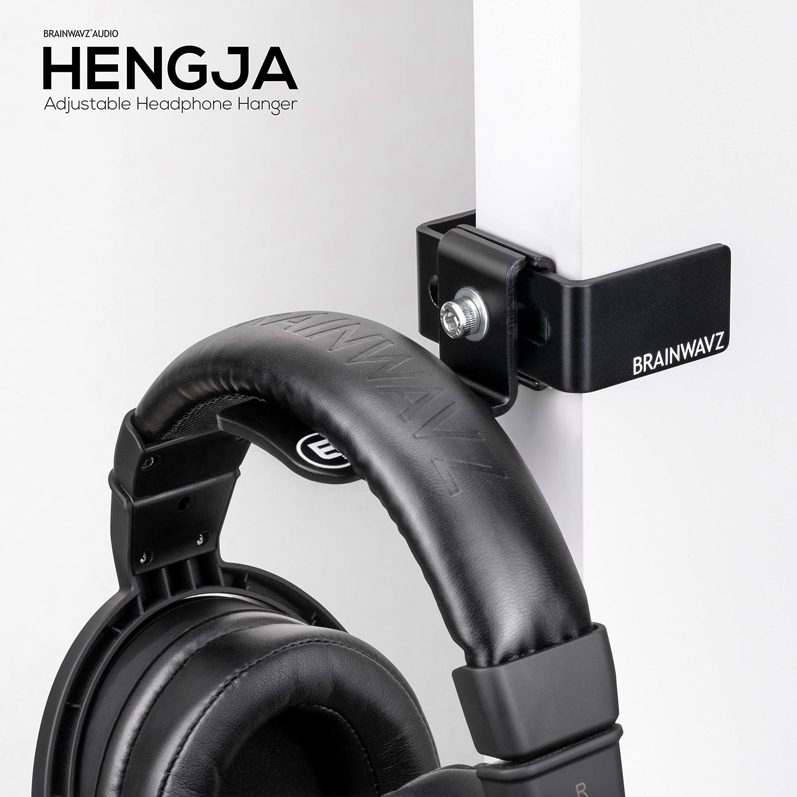 BRAINWAVZ Hengja Premium All-Metal Rotatable Headphone Stand - Adjustable Desk Mount Holder for Gaming Headsets & PC Accessories - Perfect for Home Office, Gaming Setup & Studio Organization