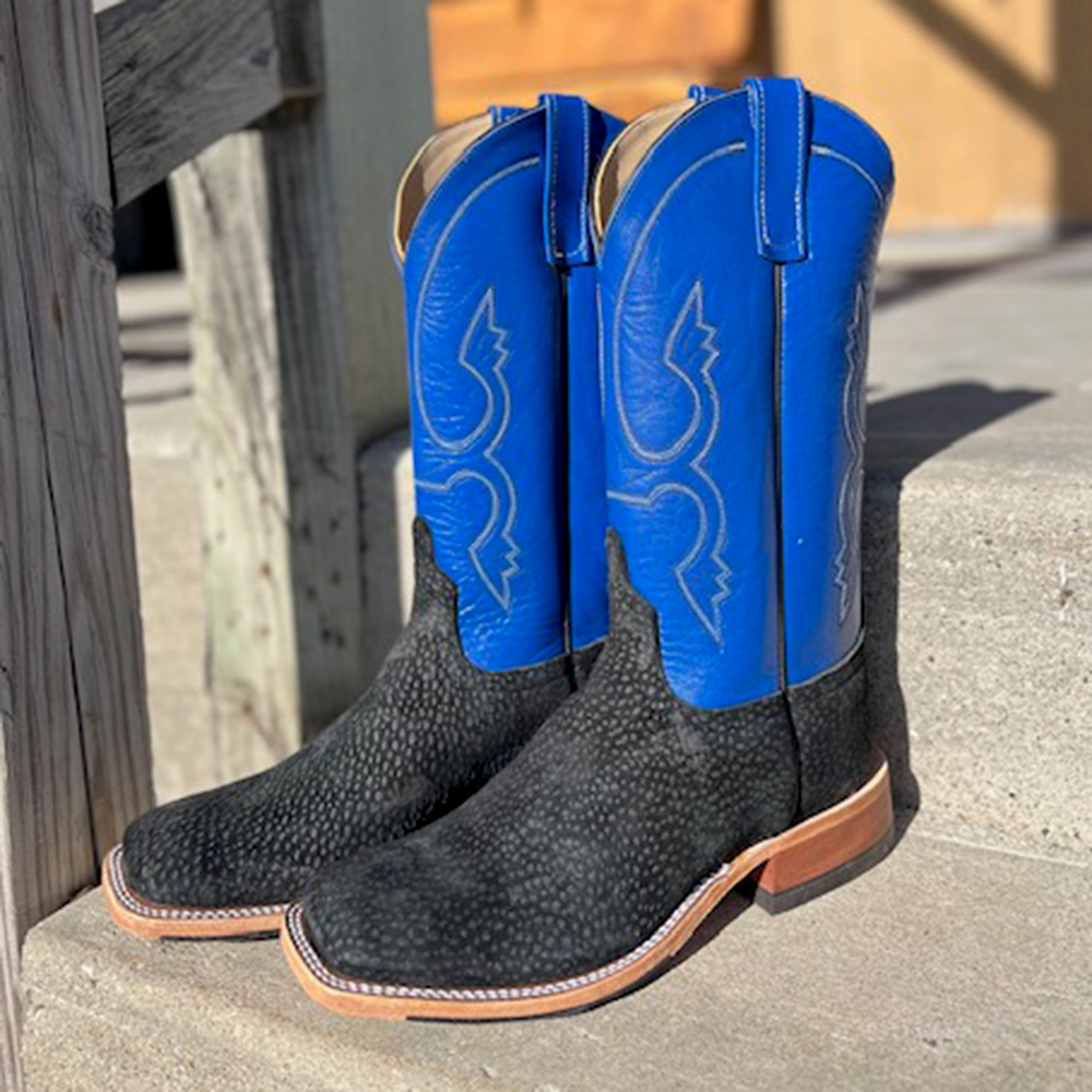 Anderson Bean Men's Black & Nova Blue Carpincho Cowboy Boots - Premium Leather Western Boots for Men - Perfect for Rodeo, Country Dancing & Casual Wear