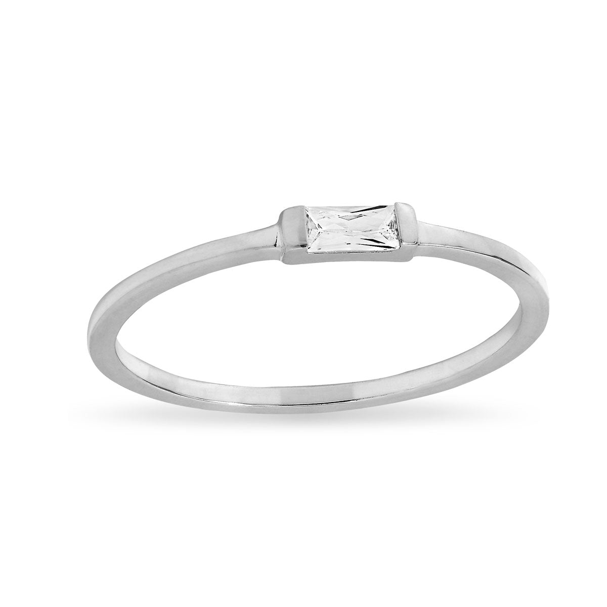 Luminous Baguette White Topaz Ring for Women - Elegant Sterling Silver Stackable Band - Perfect for Engagement, Wedding, Anniversary & Everyday Wear