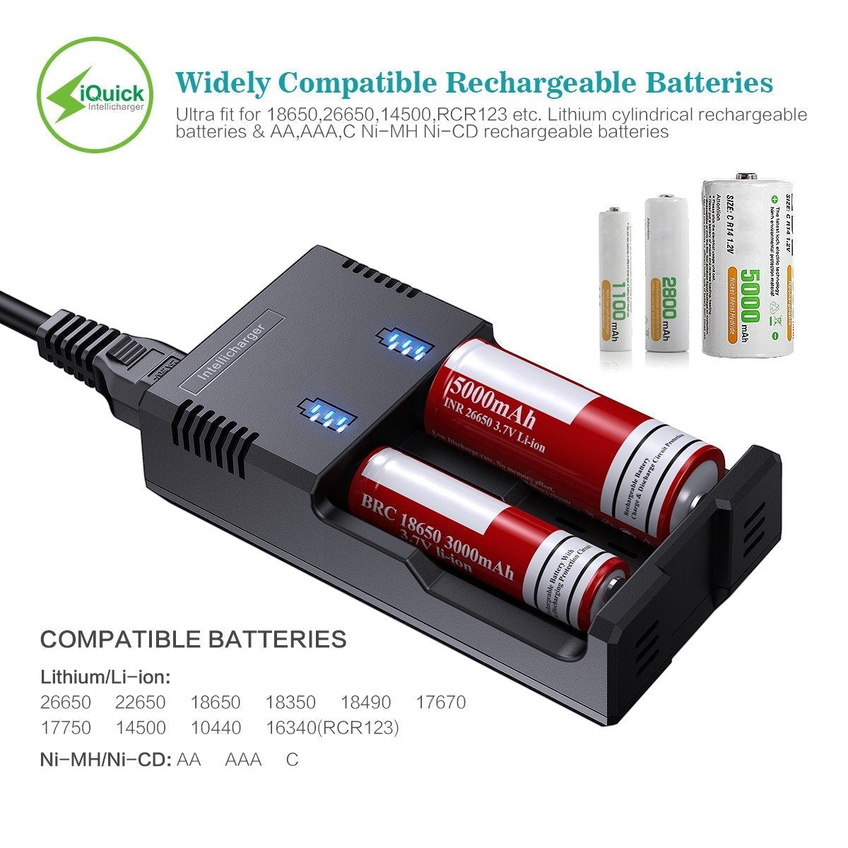 EBL 4-Pack 10440 Rechargeable Lithium Batteries with 992 USB Charger - Perfect for Flashlights, Laser Pointers & Small Electronics