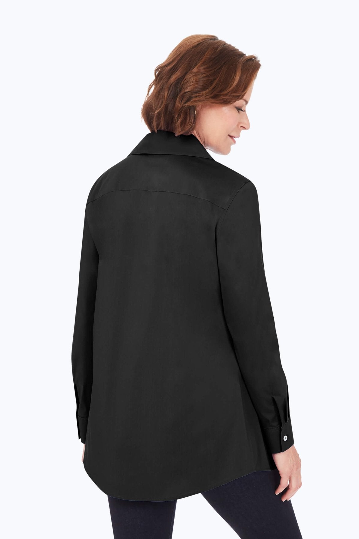 No-Iron Stretch Long Sleeve Tunic for Women - Comfortable Wrinkle-Free Blouse for Work, Travel & Casual Wear