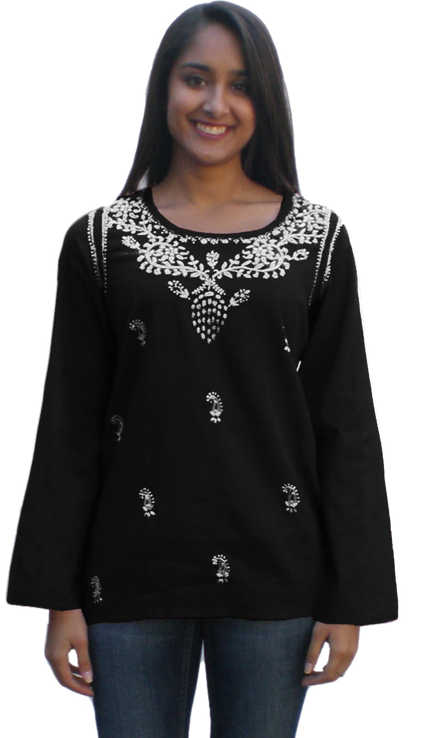 Hand Embroidered Cotton Tunic Top Kurti Blouse for Women | Boho Chic Summer Wear | Perfect for Casual Outings, Festivals & Beach Vacations