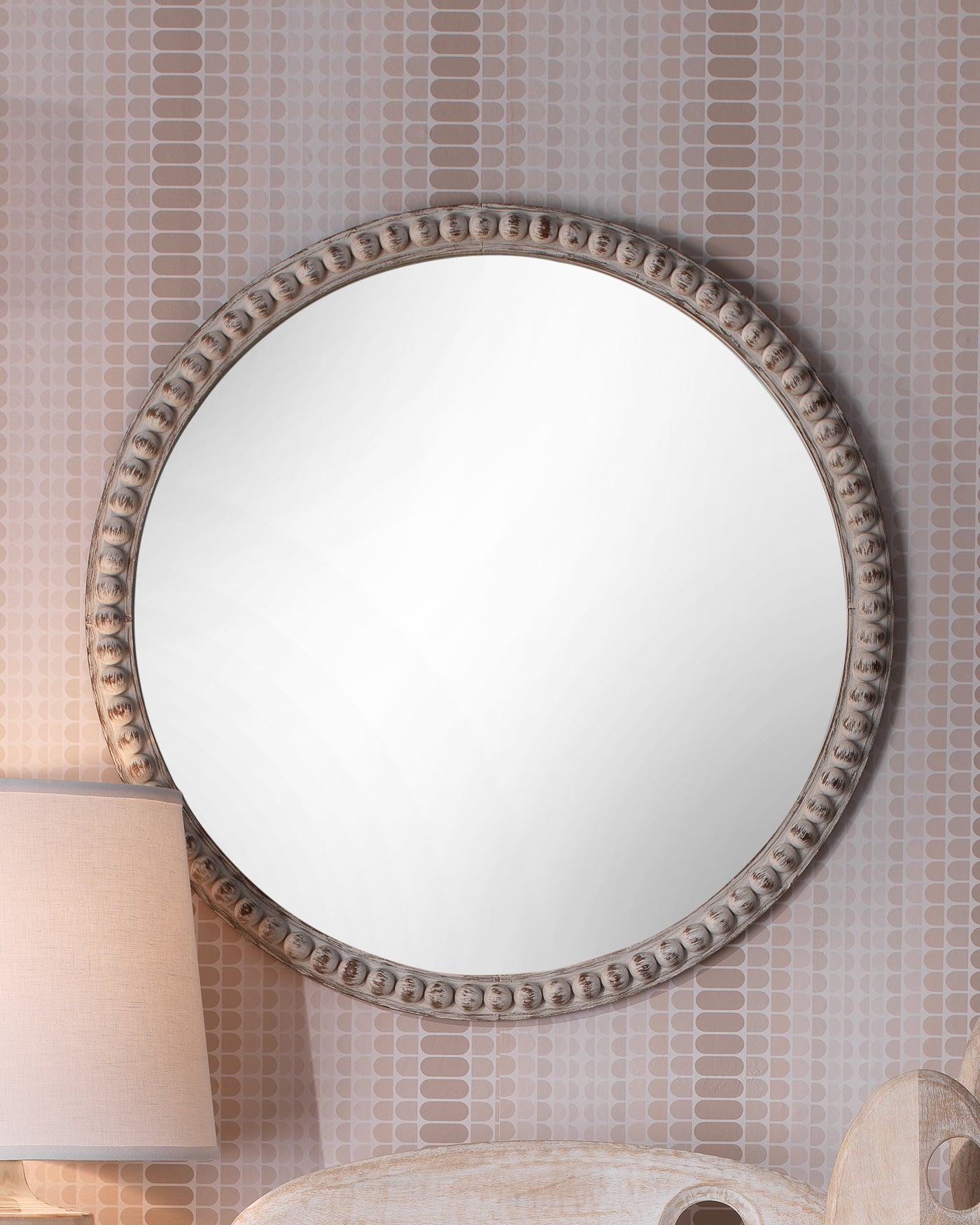 Audrey Beaded Mirror - Elegant Decorative Wall Mirror with Handcrafted Beaded Frame for Bedroom, Living Room & Entryway Decor