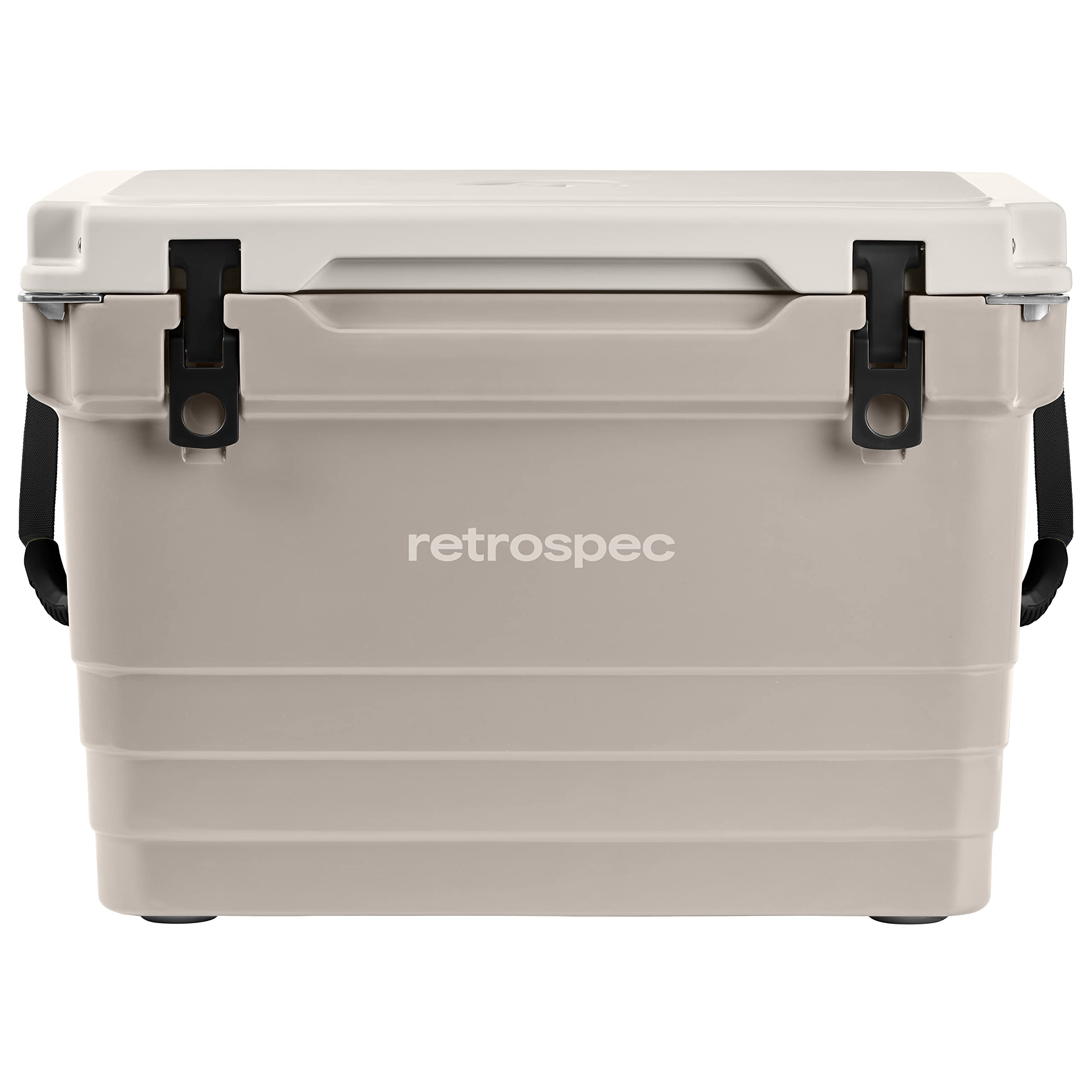 Retrospec Palisade 45 Qt Rotomolded Cooler - Insulated Ice Chest with Built-in Bottle Opener, Tie-Down Slots & Dry Storage Basket - Heavy Duty Portable Cooler for Beach, Camping, Picnic, Tailgating & Outdoor Adventures - Dune Color