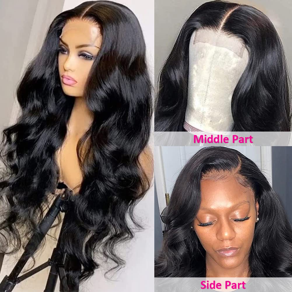 Natural Black Human Hair Wigs for Women - 26 Inch Hedy Lace Front Wig with Body Wave, Pre-Plucked Baby Hair, 220% Density & 4x4 Lace Closure | Glueless Lace Wig for African American Women - Perfect for Daily Wear, Parties & Special Occasions