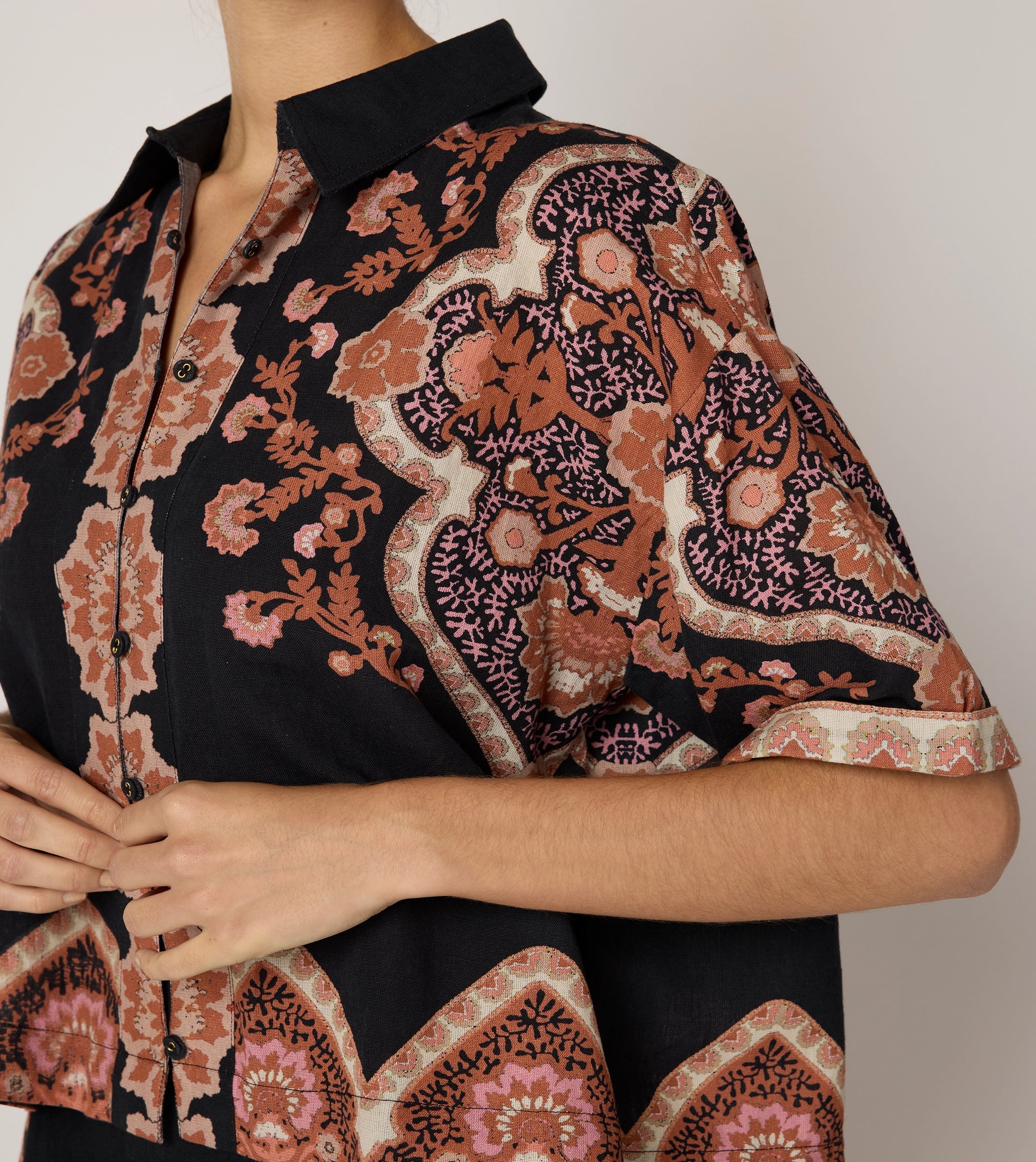 Jeni Blouse Women's Fashion Top | Dark Lagos Print Long Sleeve Blouse for Work, Office, and Casual Wear