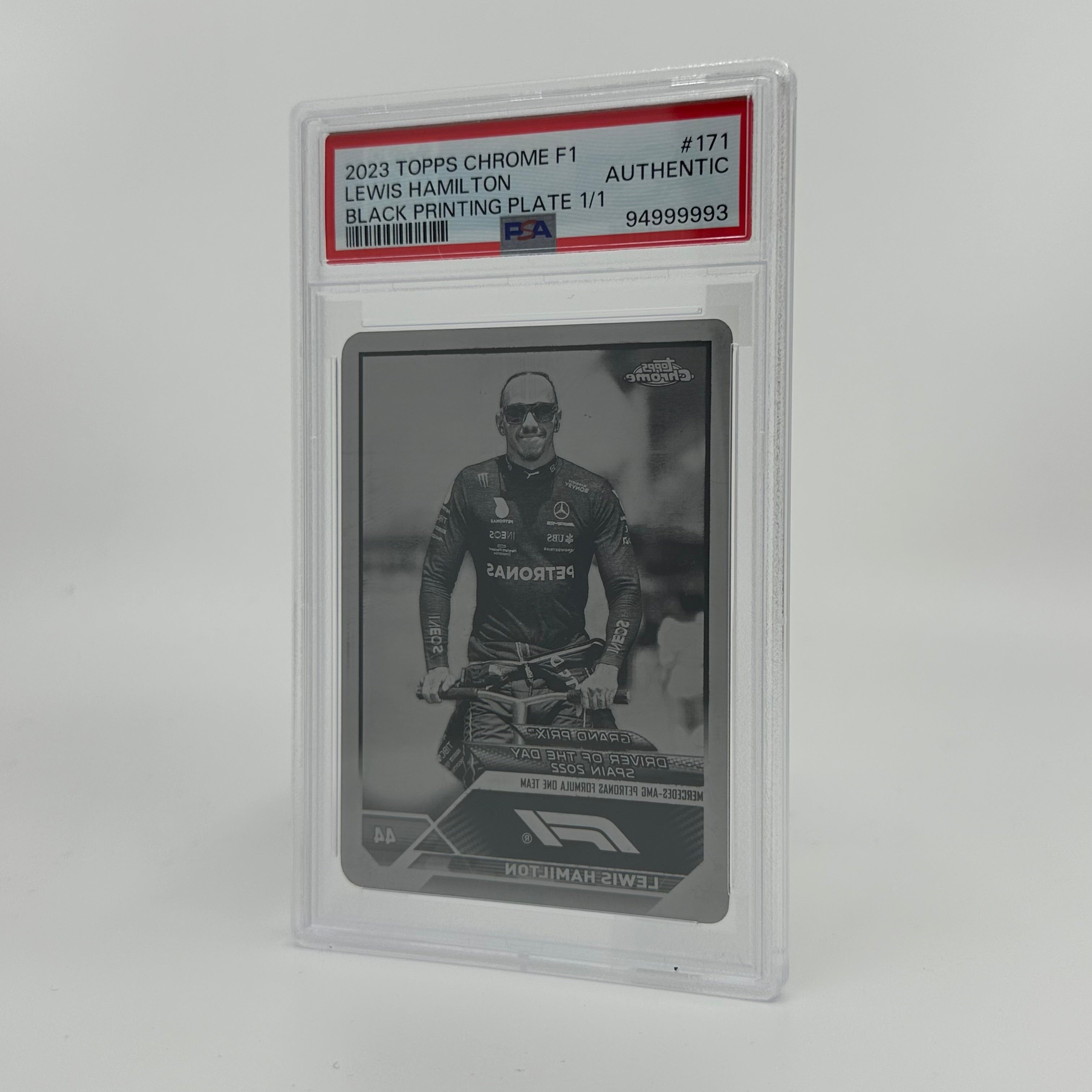 2023 Topps Chrome Lewis Hamilton #171 Black Printing Plate - Limited Edition Collectible for F1 Fans & Sports Memorabilia Enthusiasts