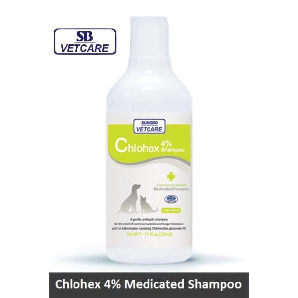 Chlohex 4% Medicated Shampoo for Dogs & Cats - 230ml & 500ml Options - Relieves Skin Irritations & Infections - Ideal for Bathing Pets with Dermatitis & Allergies