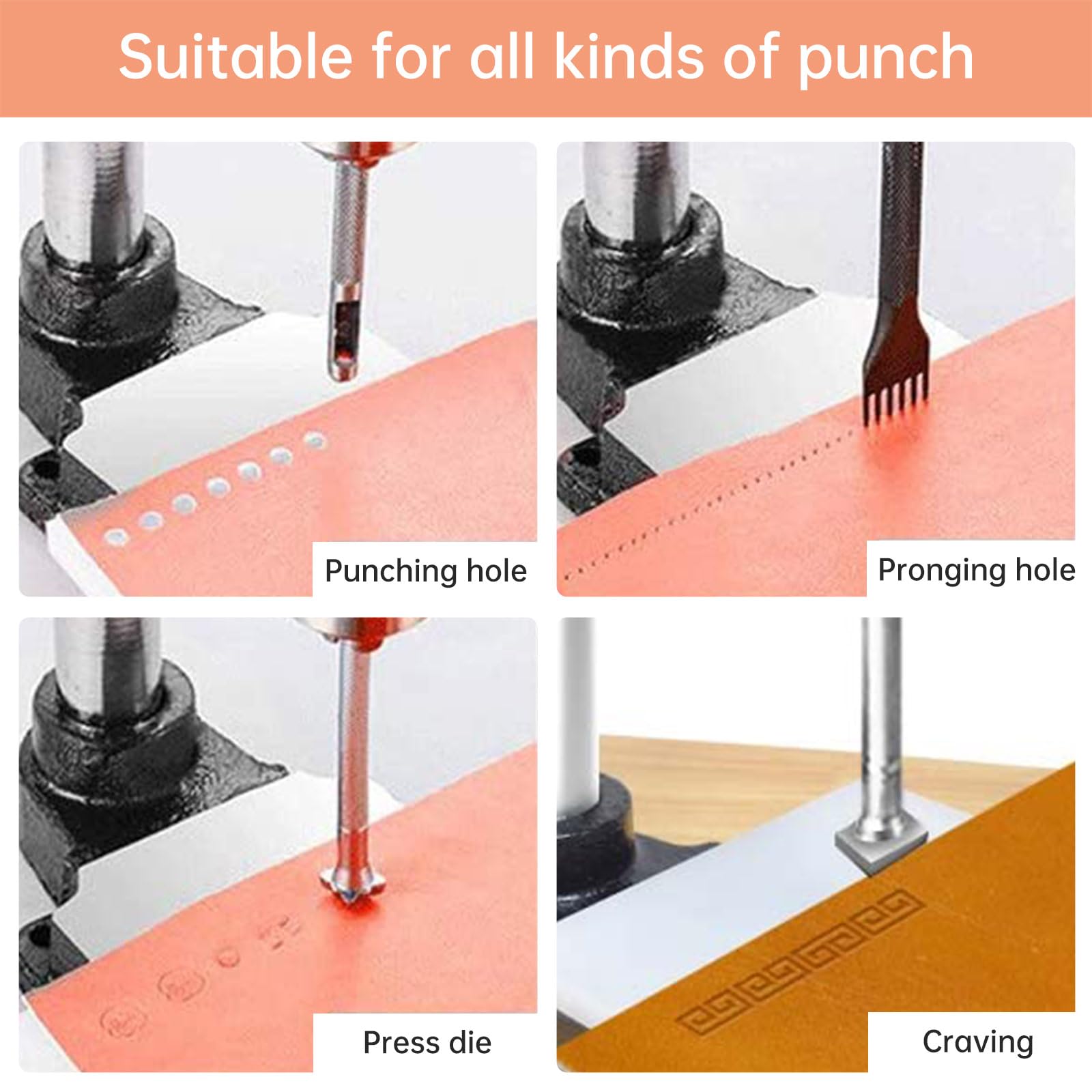 Professional Leather Hole Punch Tool Set - Manual Hand Press Punching Machine with Chuck, PP & Aluminum Plates for DIY Craft, Leatherworking, Belts & Accessories (Style D) - Perfect for Leather Crafting, Shoe Repair & Bag Making Projects