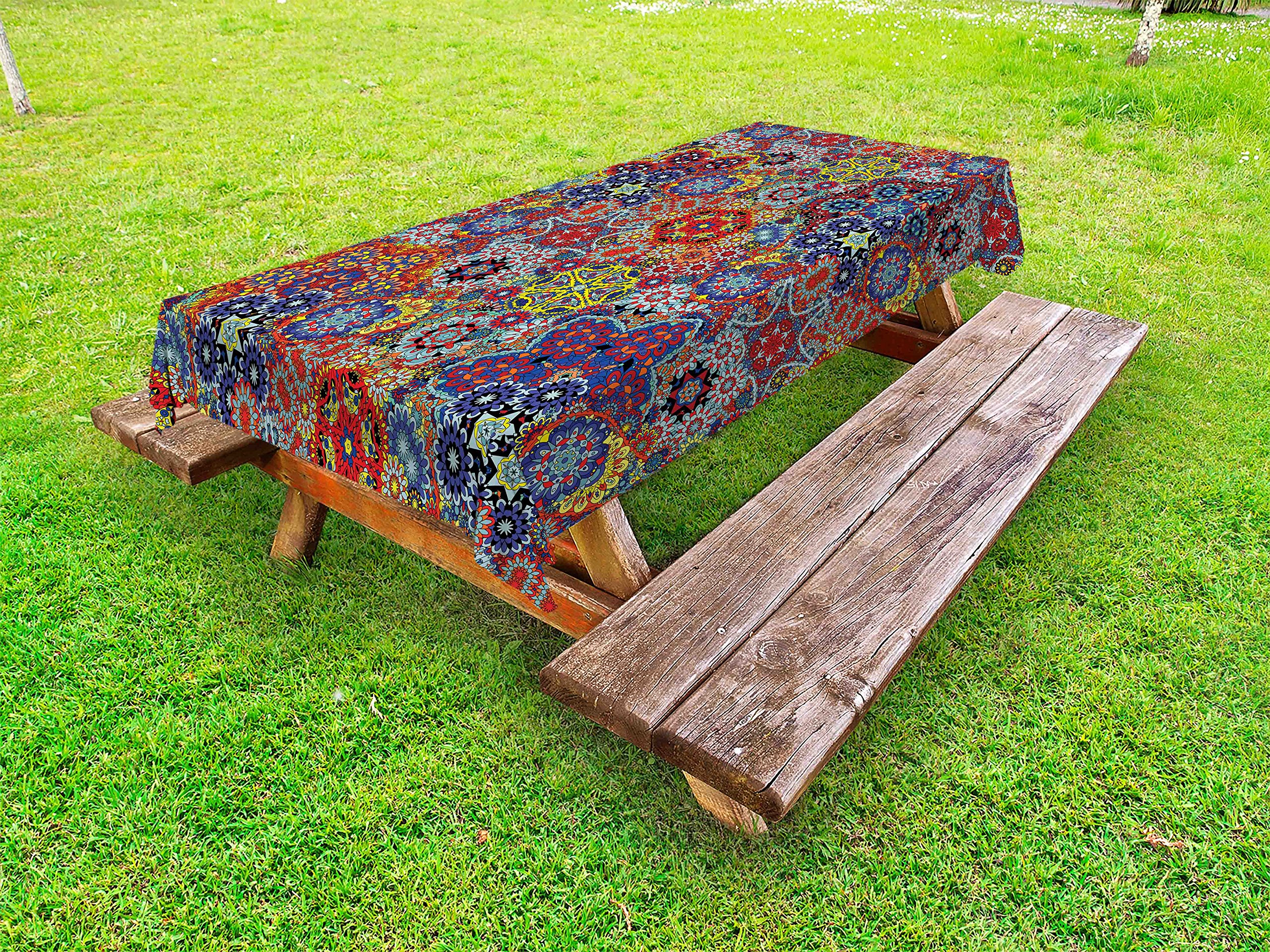 Ambesonne Vintage Batik Outdoor Tablecloth - Washable Picnic Table Cover 58