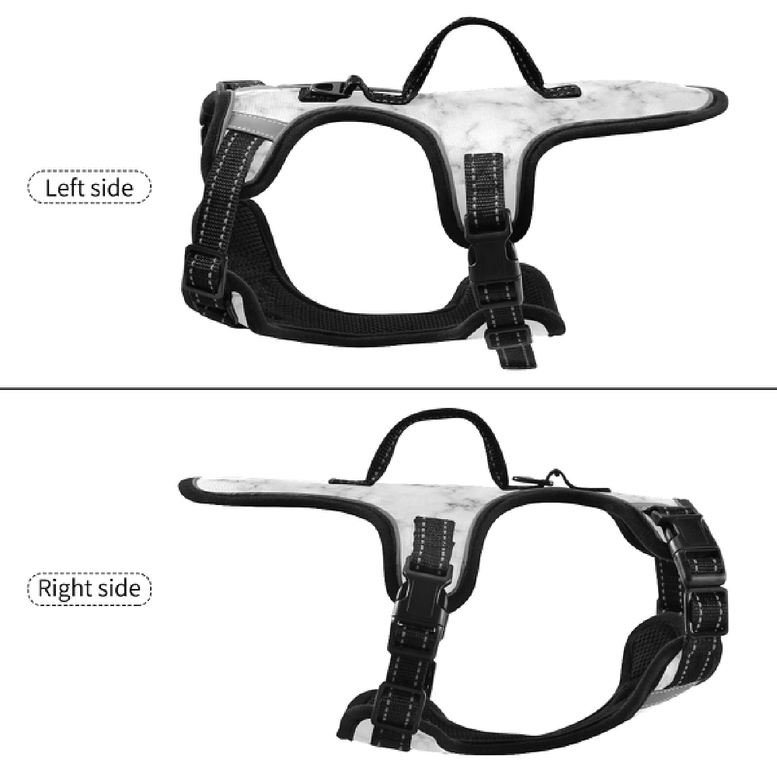 Xigua Reflective No-Pull Dog Harness - Breathable Marble Pet Vest with Nylon Handle for Small & Medium Dogs - Perfect for Walking, Running & Outdoor Adventures
