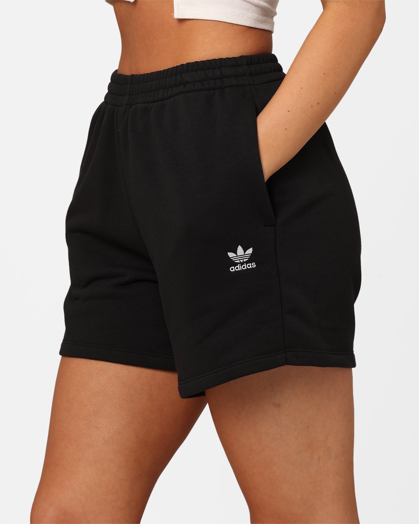 Adidas Women's Adicolour Essentials French Terry Shorts - Black - Comfortable Athletic Shorts for Running, Yoga & Lounge Wear