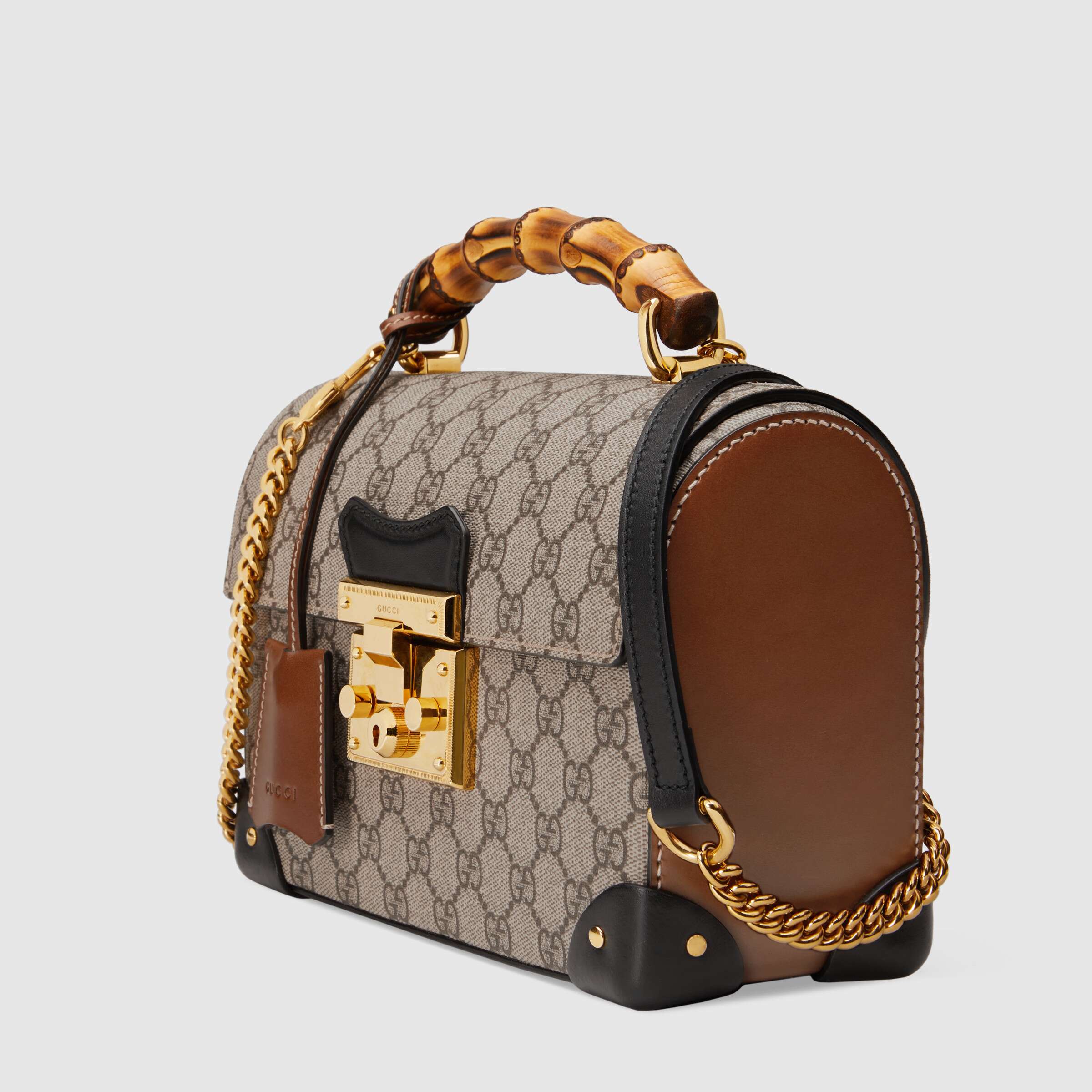 Gucci GG Supreme Padlock Small Bamboo Shoulder Bag for Women - Luxury Crossbody Purse for Everyday Use, Work & Travel