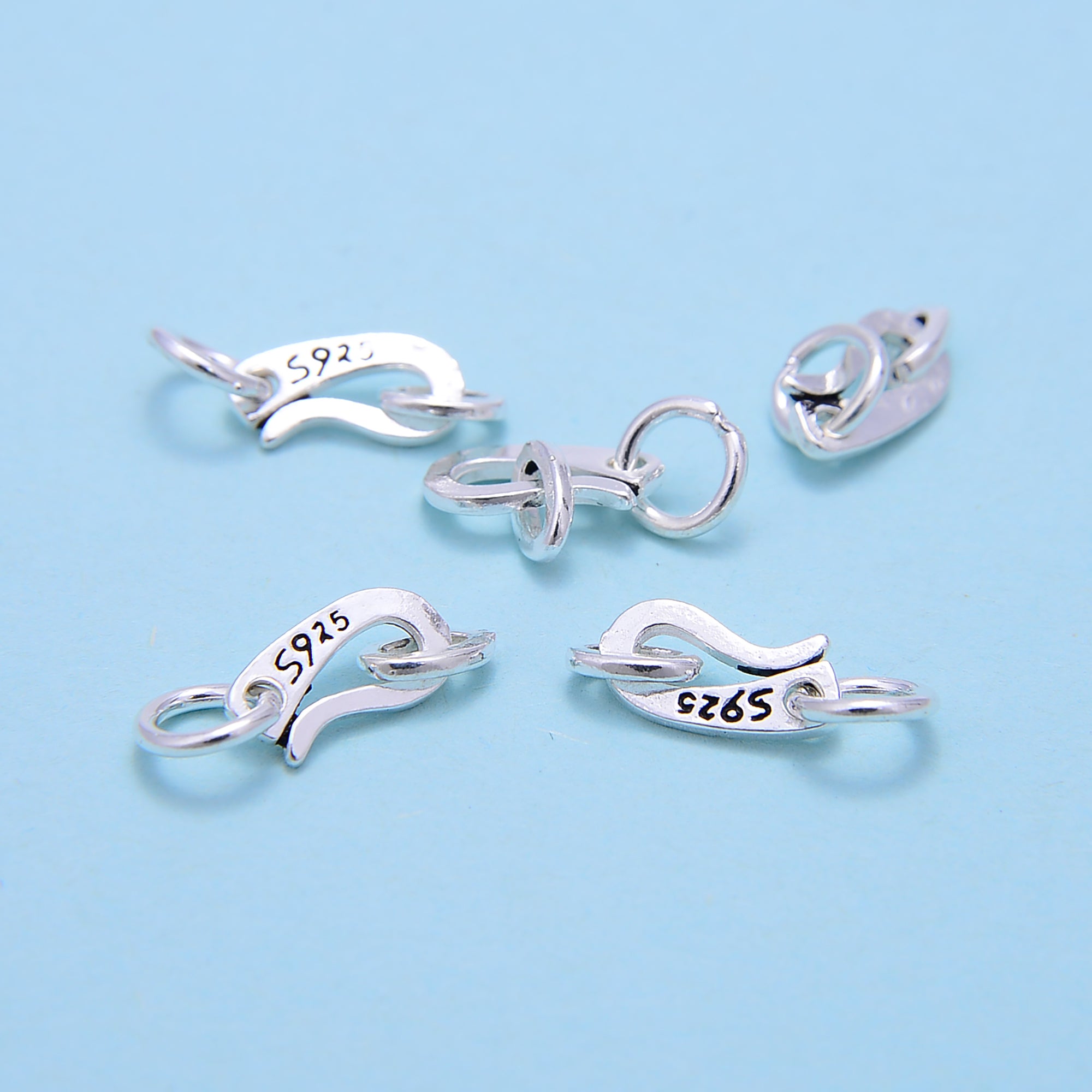 925 Sterling Silver Double Circle Clasp 5x10mm - 4 Pcs Bulk Pack for Jewelry Making, DIY Bracelets & Necklaces - Durable Silver Findings for Crafting & Repair