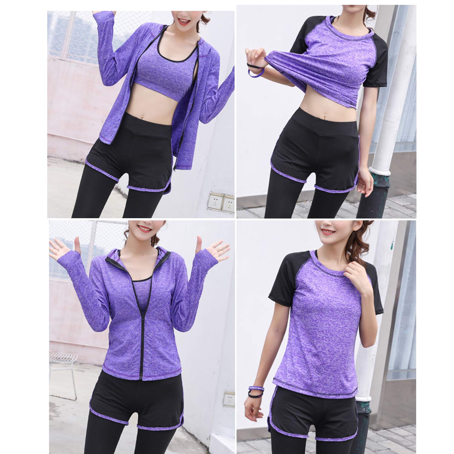 5-Piece Women's Workout Outfits - Athletic Yoga Gym Sets, Fitness Exercise Clothes & Jogging Tracksuits for Running, Yoga, Gym & Active Lifestyle