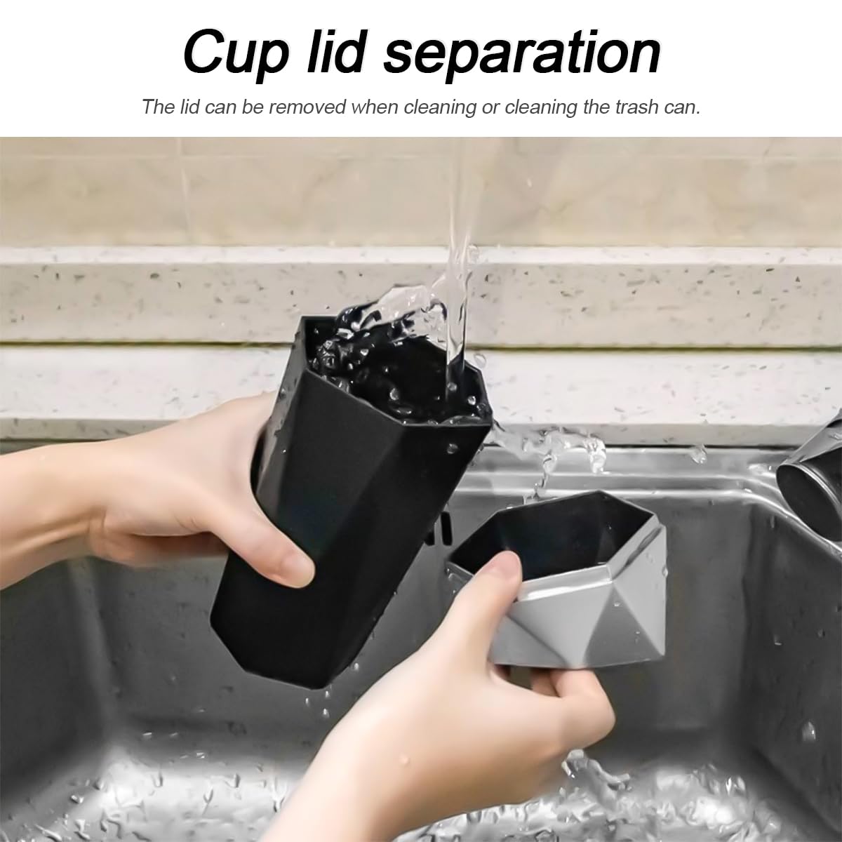 Leakproof Car Trash Can with Lid - Small Portable Auto Garbage Bin, Waterproof Vehicle Trash Can for Car, Office & Home - Diamond Design Mini Dustbin for Automotive, Kitchen, Bedroom & Travel Use