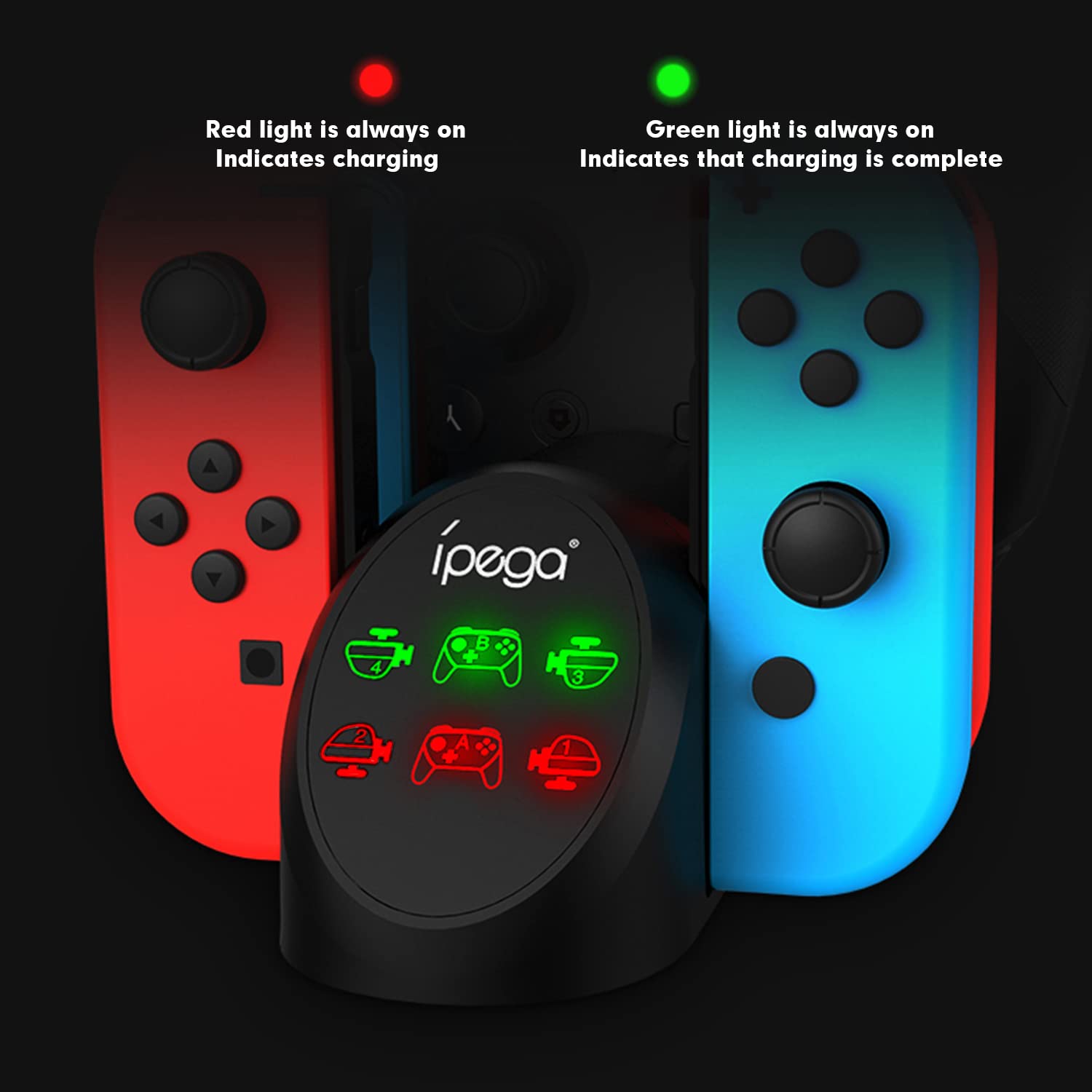 Nintendo Switch Charging Dock with LED Indicator - Fast Charging Station for Joy-Con & Pro Controllers | Perfect for Gaming Setup & Multiplayer Sessions