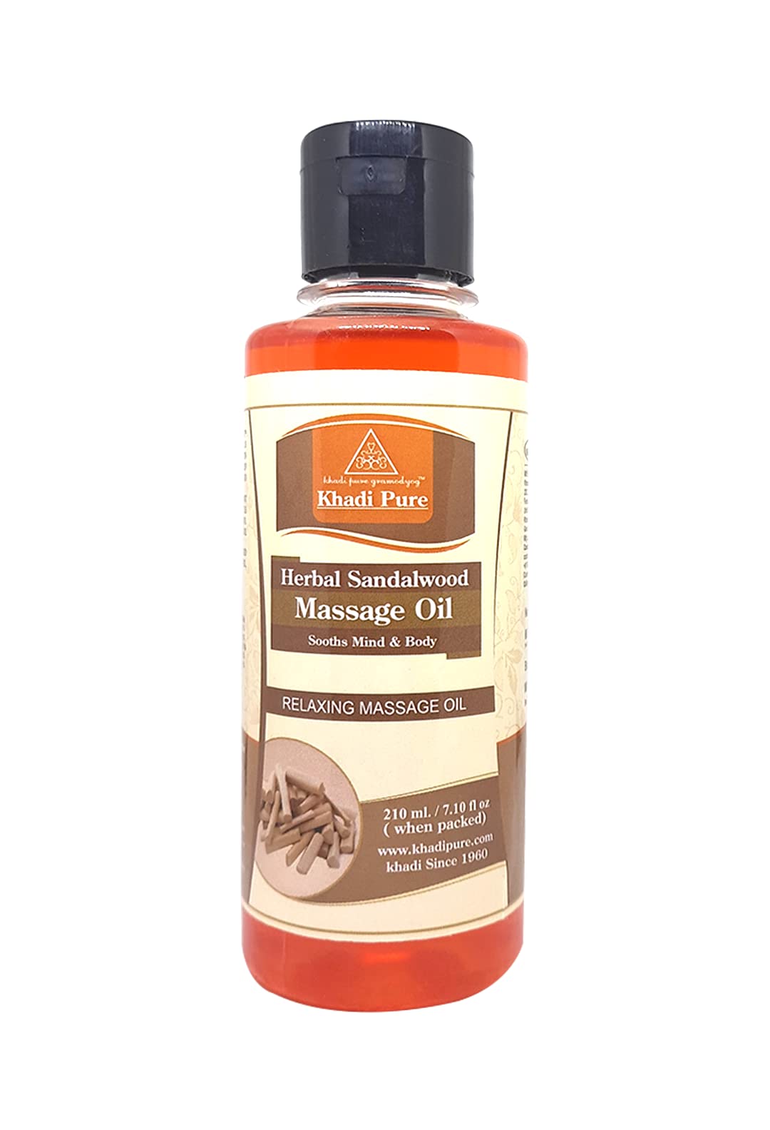 Khadi Pure Herbal Sandalwood Massage Oil for Relaxation & Aromatherapy - 210ml, Red (KPSNDLWMOX1) - Perfect for Stress Relief, Couples Massage & Spa Nights at Home
