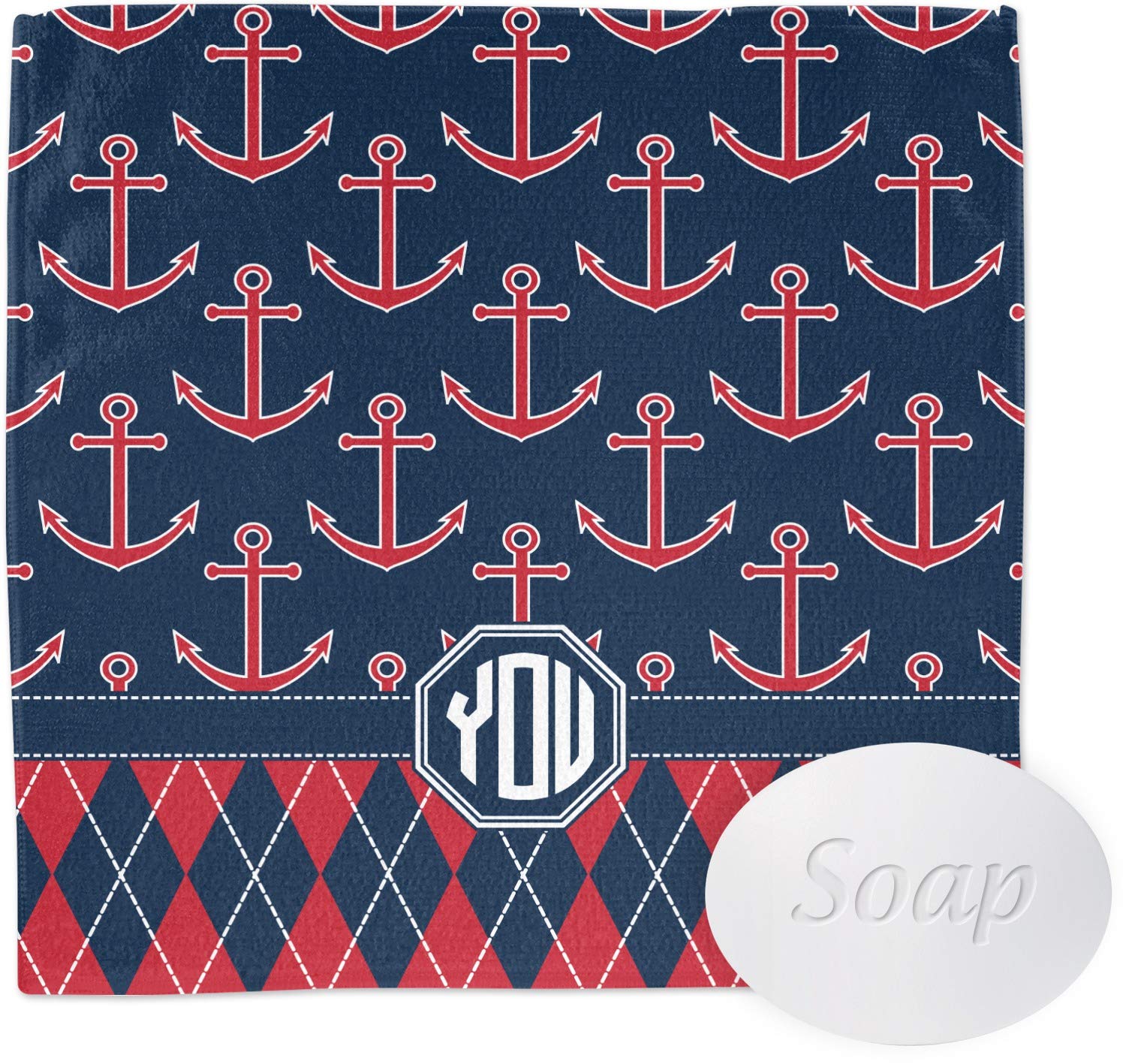 Custom Personalized Anchors & Argyle Washcloths - Monogrammed Bath Towel Set for Baby, Wedding, or Spa Gifts - Soft & Absorbent Cotton Wash Cloths for Bathroom, Nursery, and Luxury Home Decor