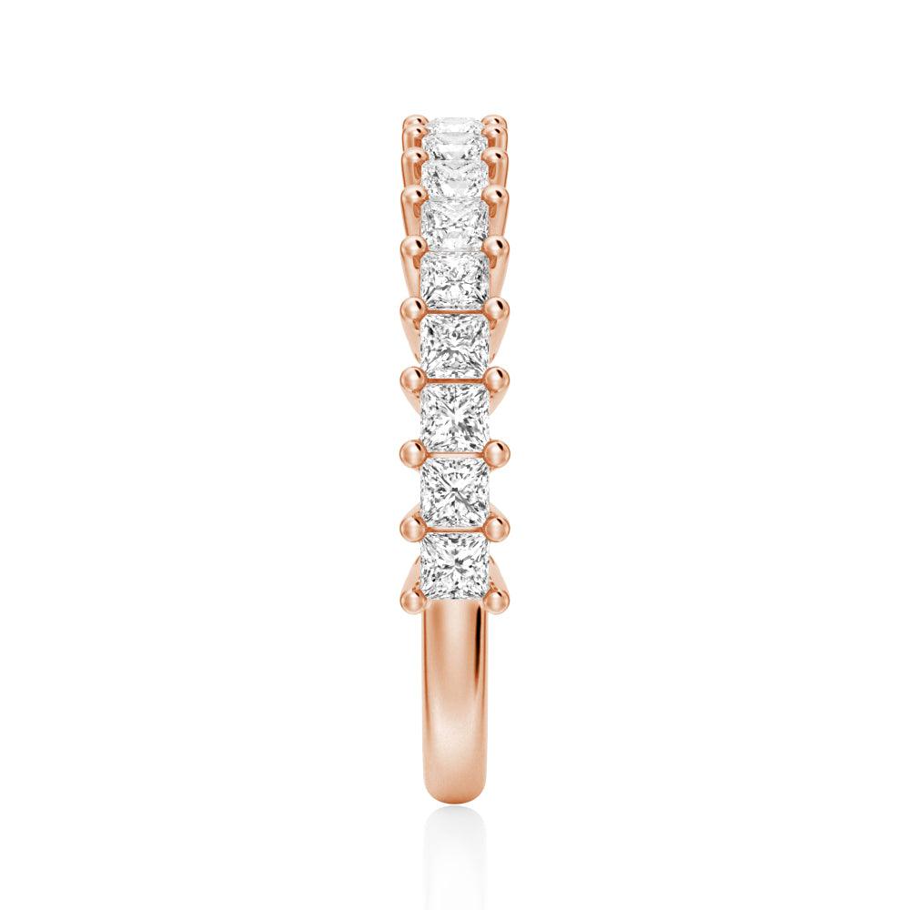 Princess Cut Moissanite Half Eternity Wedding Band Ring for Women - Durable & Sparkling Engagement, Anniversary, or Bridal Jewelry Gift