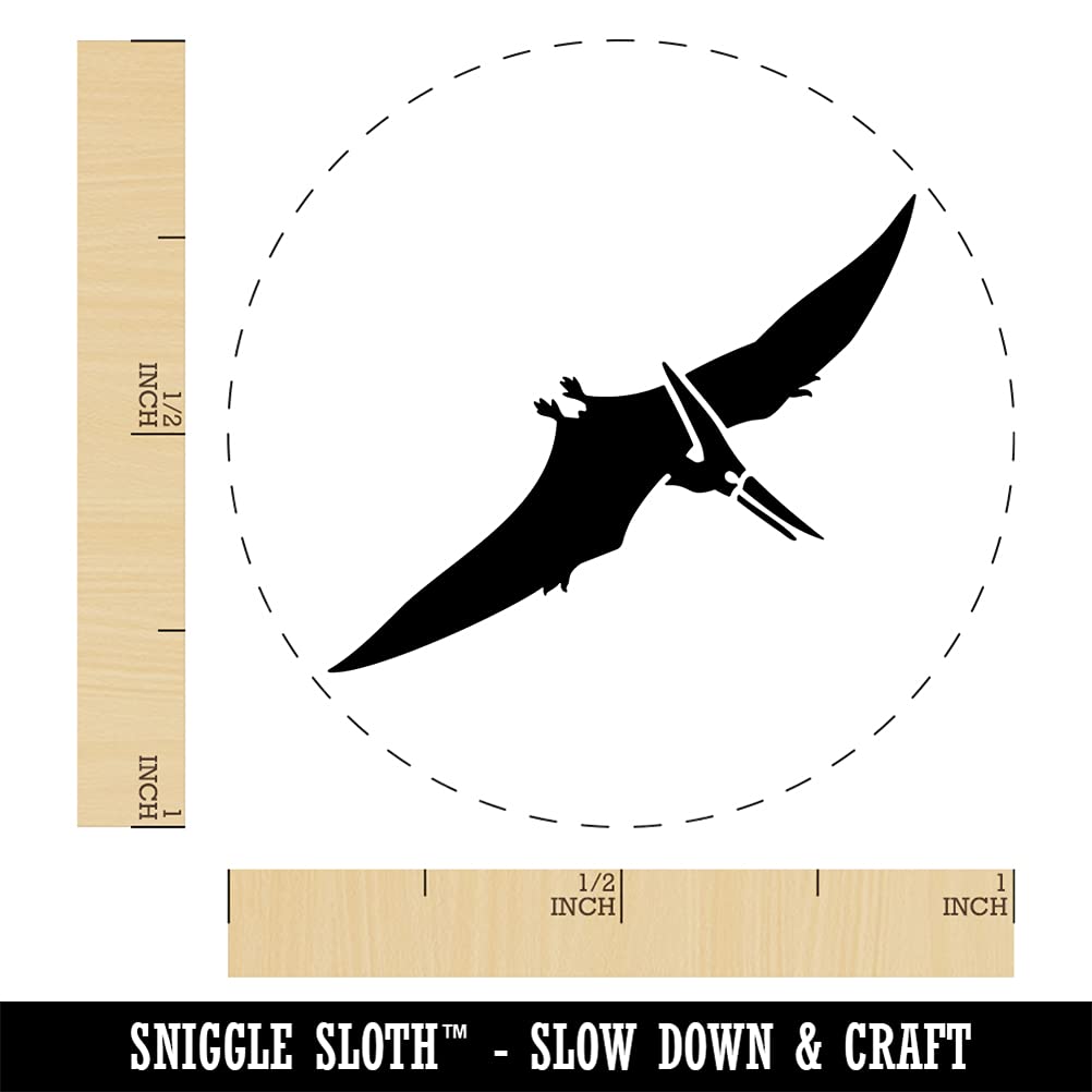 Dinosaur Pteranodon Self-Inking Rubber Stamp - 1 Inch Medium Size with Red Ink for DIY Crafts, Scrapbooking, Planner Decoration & Office Use