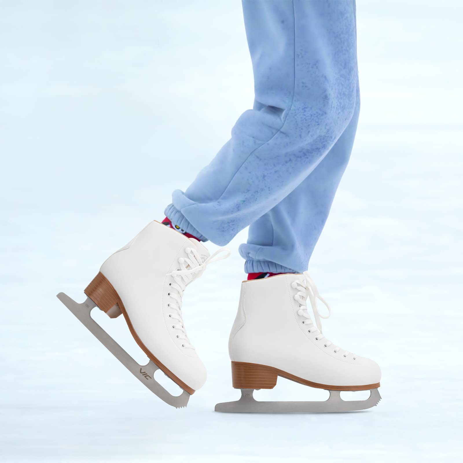Women's Figure Ice Skates with Lace-Up Design & Skate Guards - Perfect for Indoor & Outdoor Skating, Ice Hockey, and Recreational Use