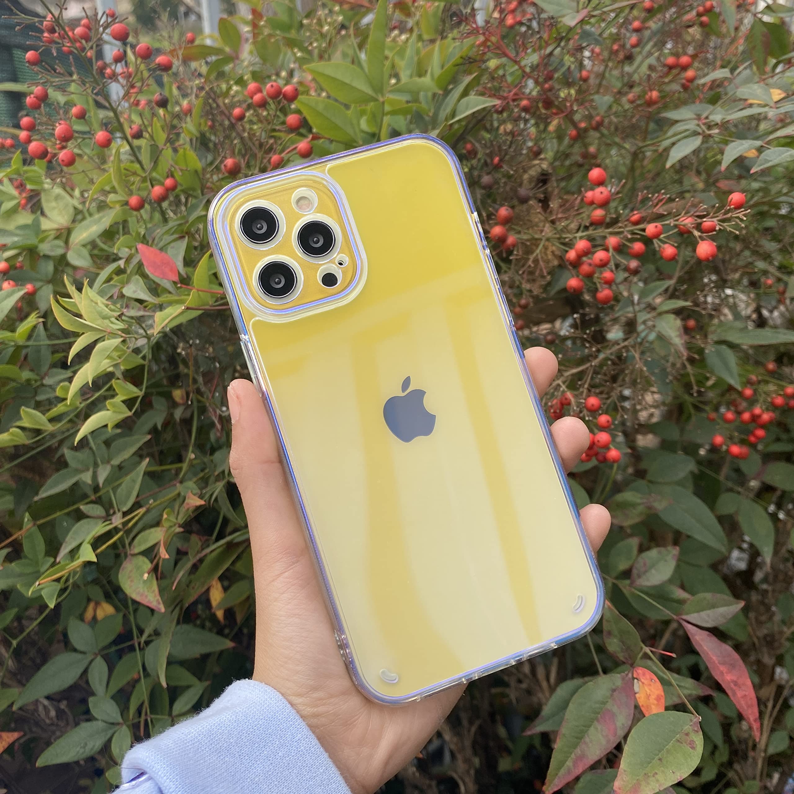 KIQ Shockproof Ultra Slim iPhone 12 Pro Max Case - Iridescent Oilslick Yellow Bumper Cover | Protective Skin for Apple iPhone 12 Pro Max | Perfect for Everyday Use, Travel & Outdoor Activities