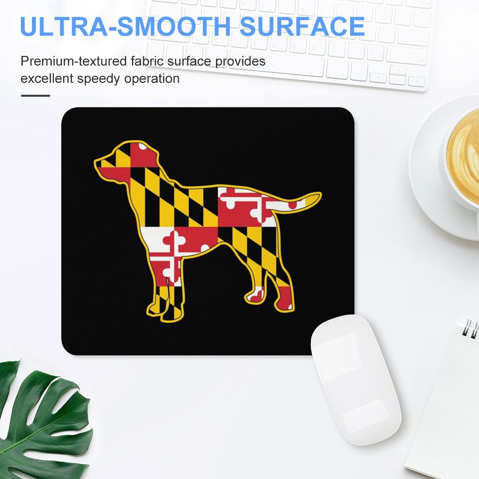 Golden Retriever Dog with Maryland Flag Durable Non-Slip Mouse Pad - Waterproof Gaming Mouse Mat for Home & Office - Perfect for PC, Laptop, Workstation & Gaming Setup