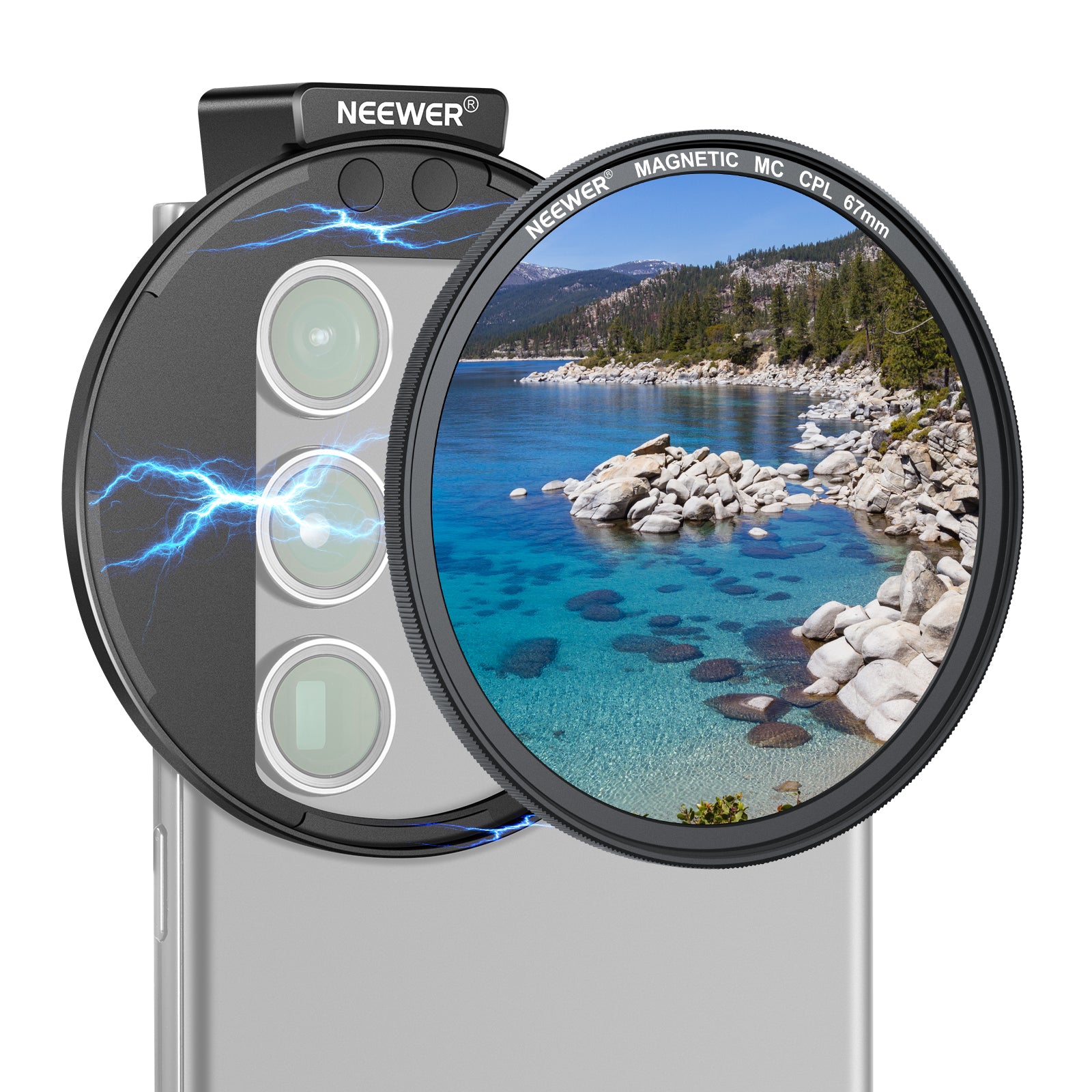 NEEWER 67mm Magnetic CPL Filter for Smartphone Photography - Enhance Colors & Reduce Glare for Landscapes, Portraits & Vlogging