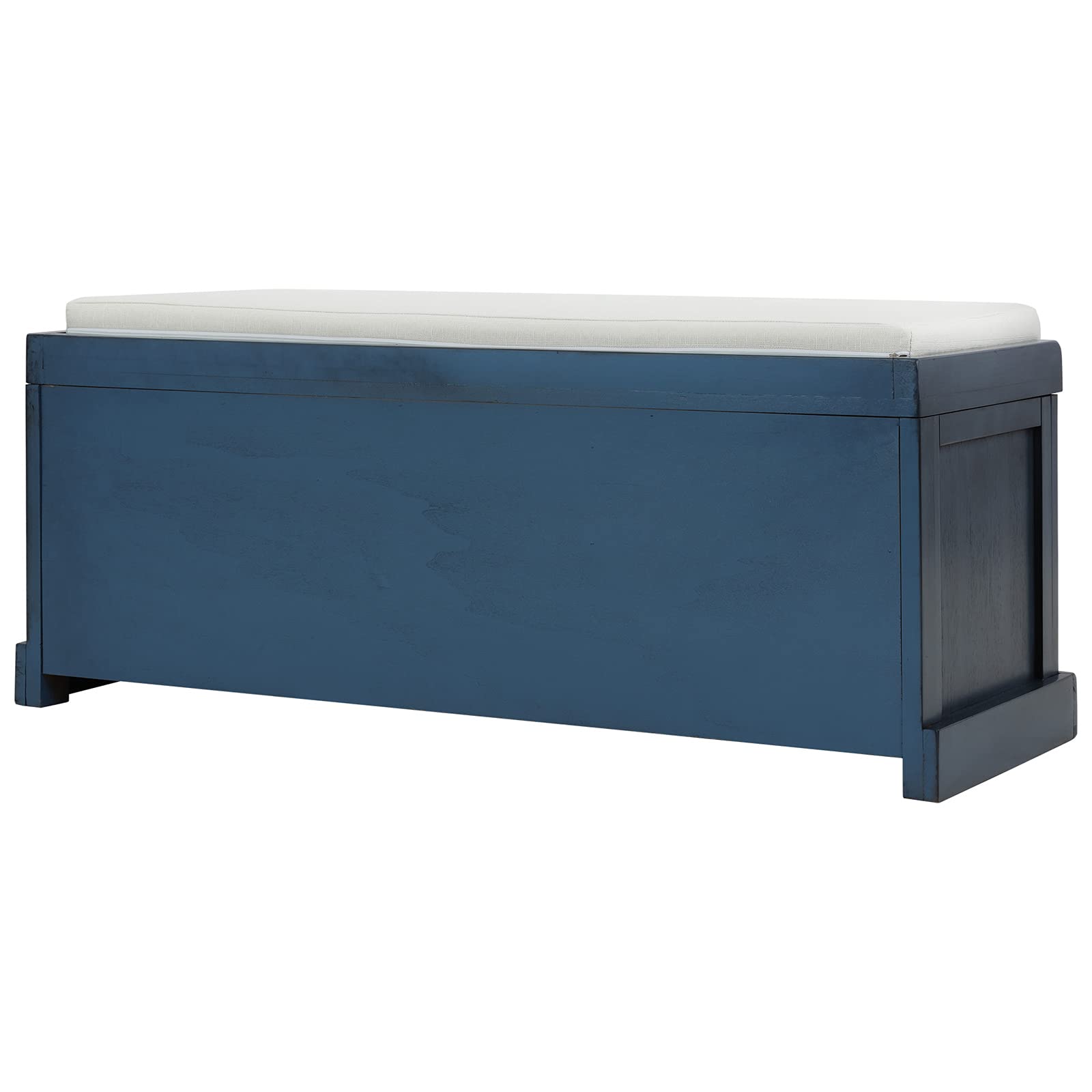VERYKE Entryway Storage Bench with Removable Cushion & 3 Rattan Baskets - Shoe Bench with Hollow Handle for Living Room, Bedroom, Hallway (Antique Navy) | Perfect for Small Space Organization & Entryway Decor