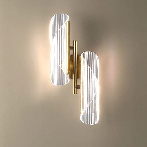 Modern Double Head Wall Lamp - Gold Acrylic Sconce with Tri-Tone Light for Bedroom, Living Room & Study