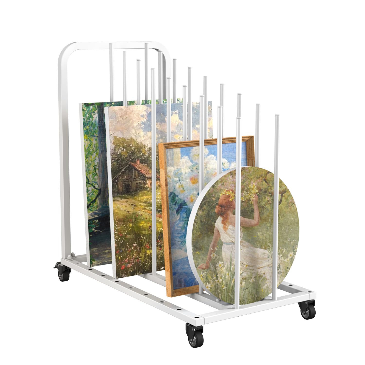Adjustable Rolling Art Drying Rack with Wheels - Portable Canvas Storage & Display Stand for Paintings | Perfect for Artists, Studios & Classroom Organization